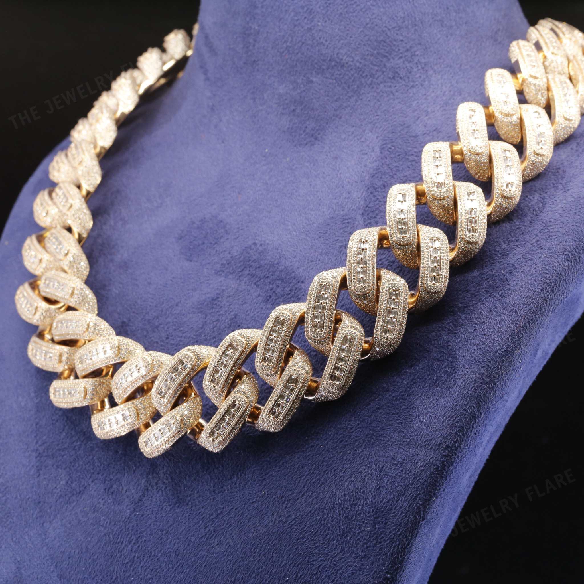 Round And Baguette Cut Moissanite Miami Iced Out Cuban Link Chain Eight