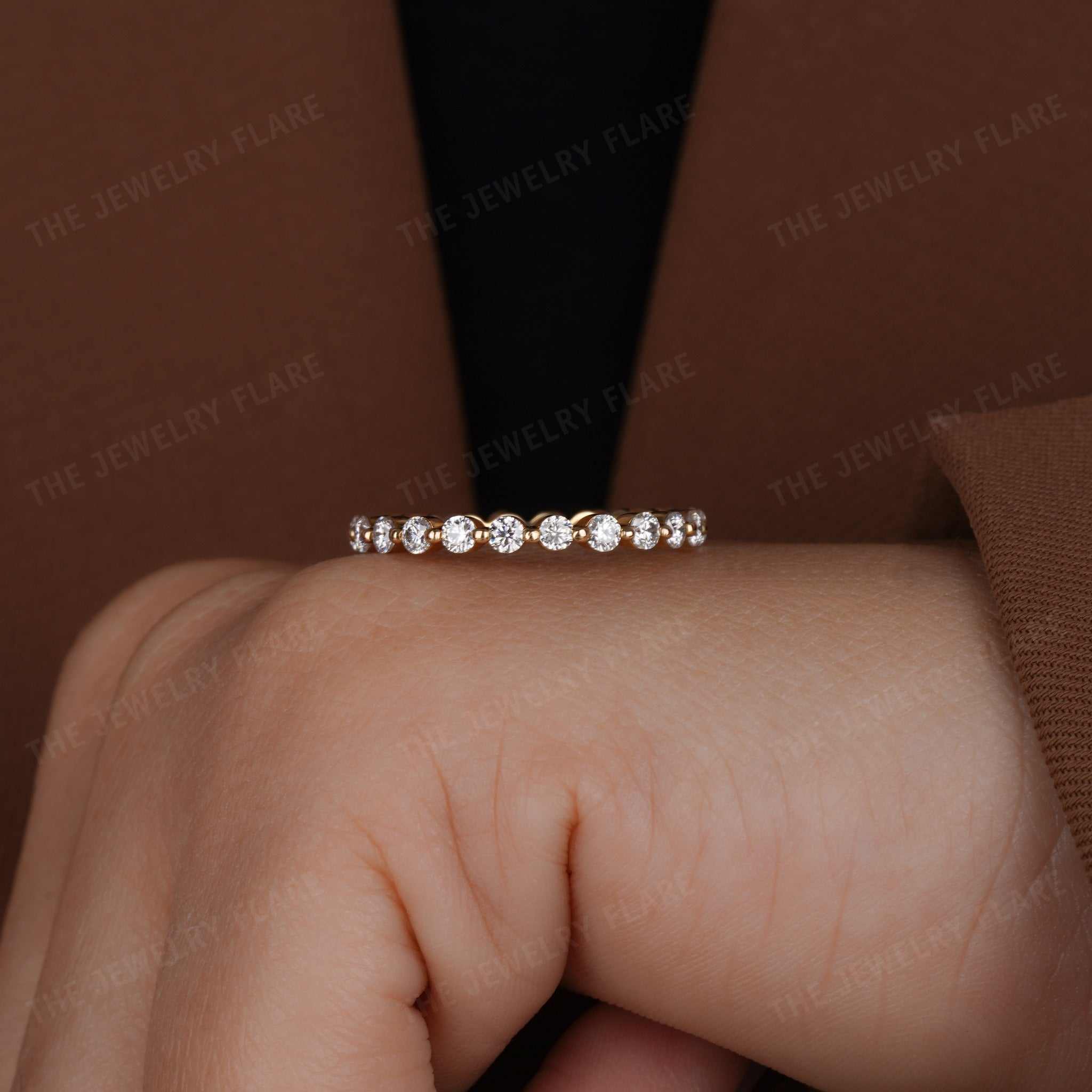 Floating Bubble Style Full Eternity Engagement Matching Band Third