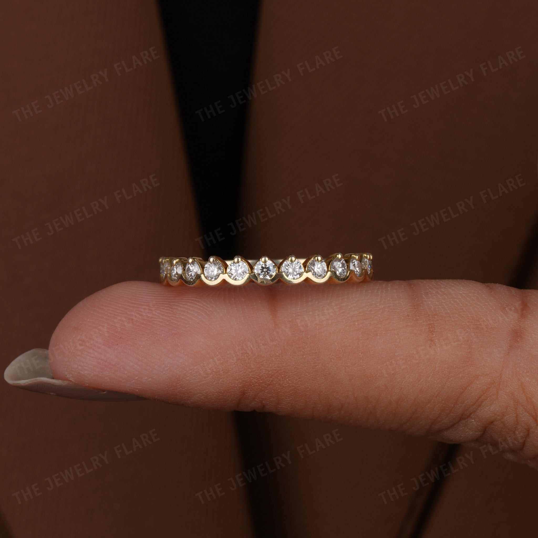 Round Cut Diamond Single Prong Matching Half Eternity Band Second