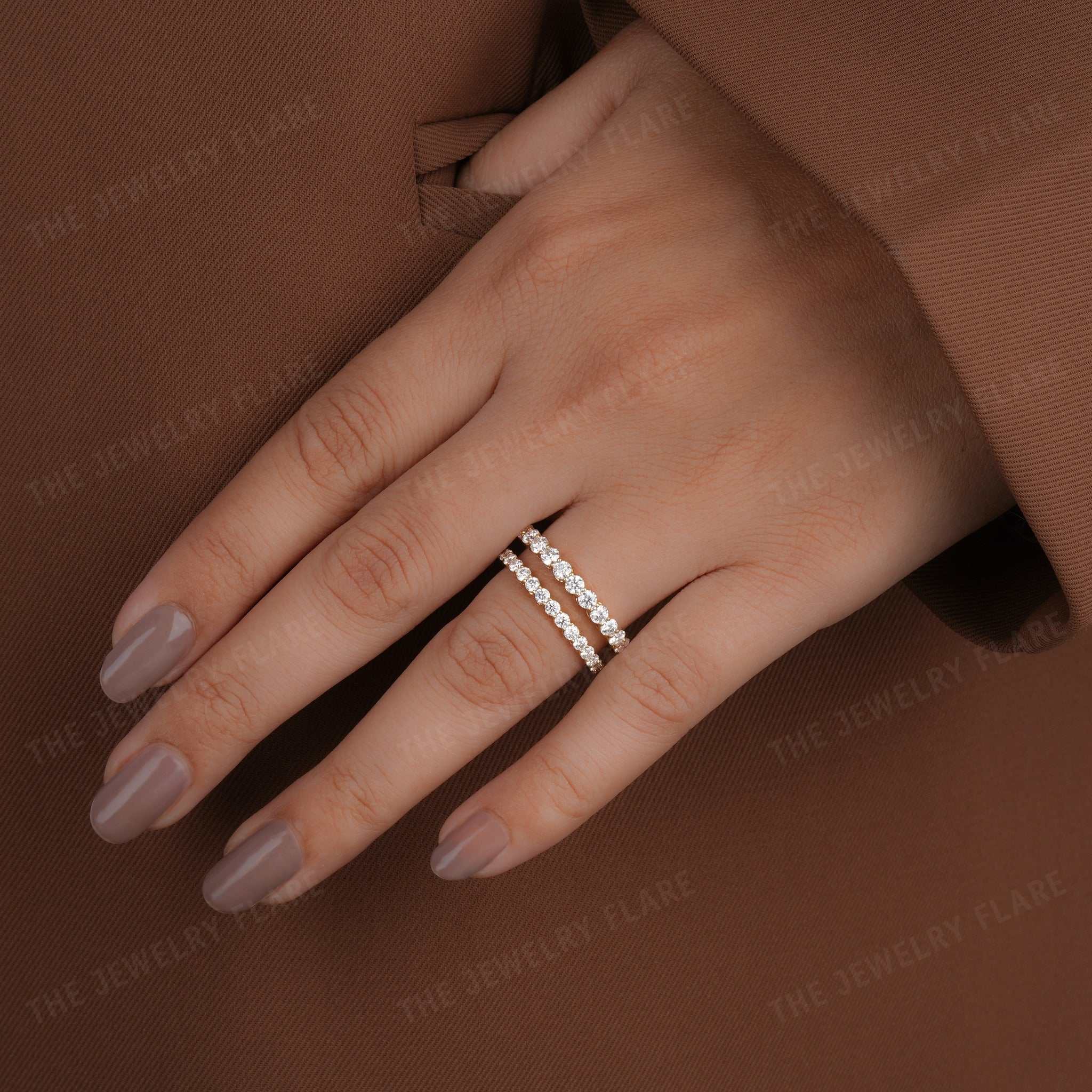 Round Cut Stackable Infinity Full Eternity Wedding Band Third