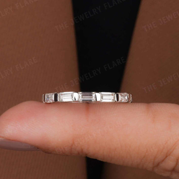 East West Baguette Cut Full Eternity Wedding Stackable Band First