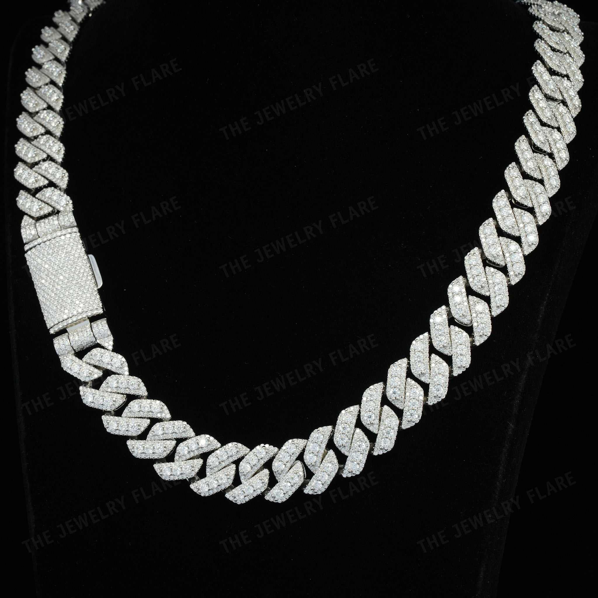 Iced Out Moissanite Cuban Chain with Box Clasp