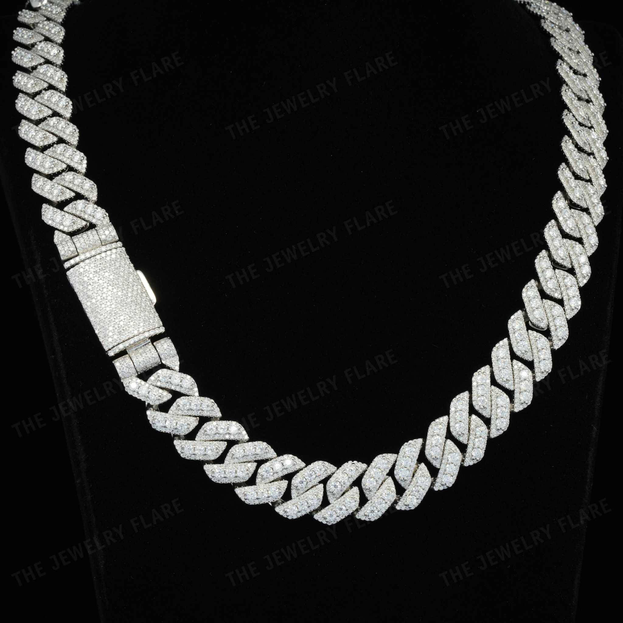 Iced Out Moissanite Cuban Chain with Box Clasp