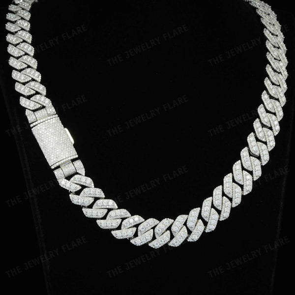 Iced Out Moissanite Cuban Chain with Box Clasp