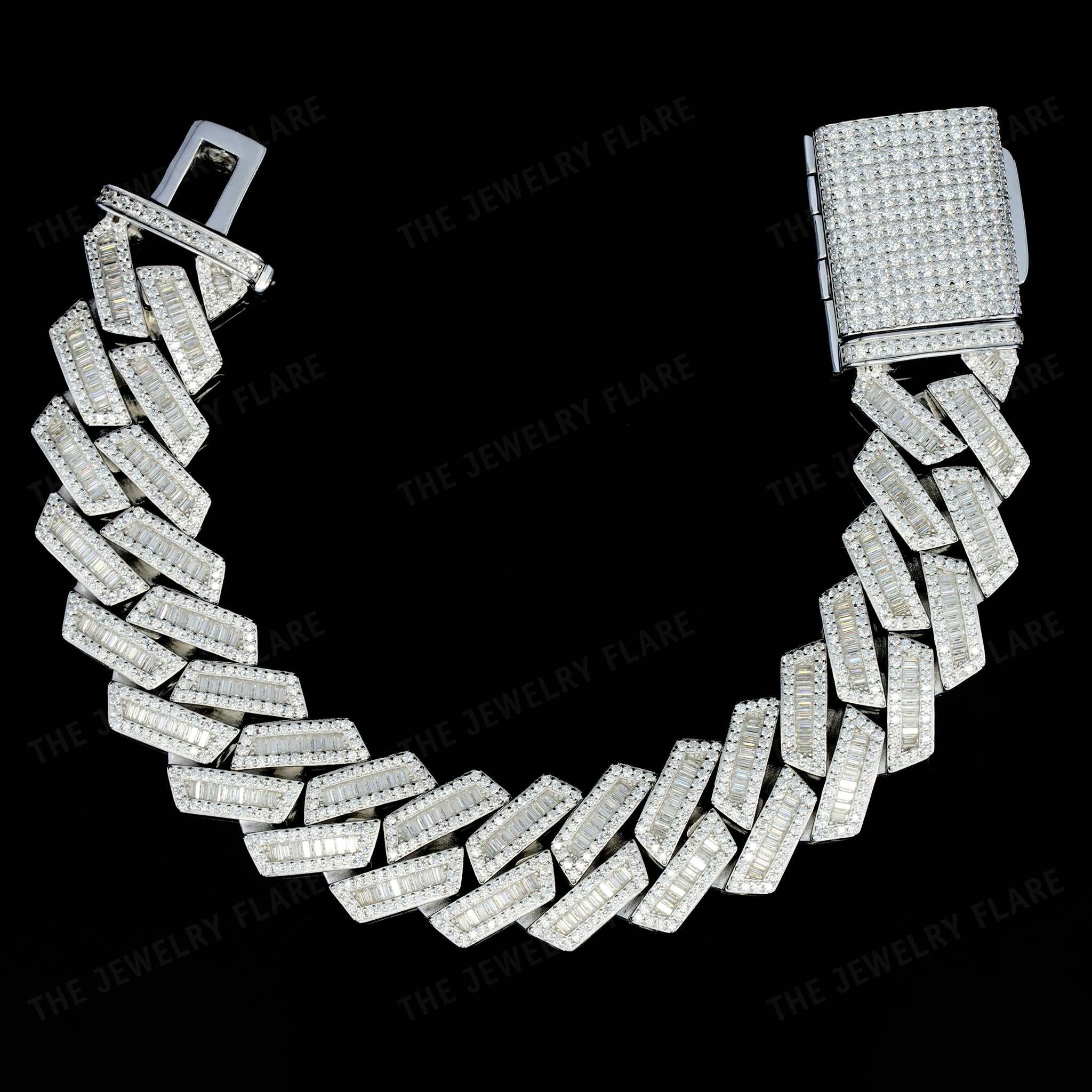 Fully Iced Moissanite Cuban Bracelet with Jumbo Lock
