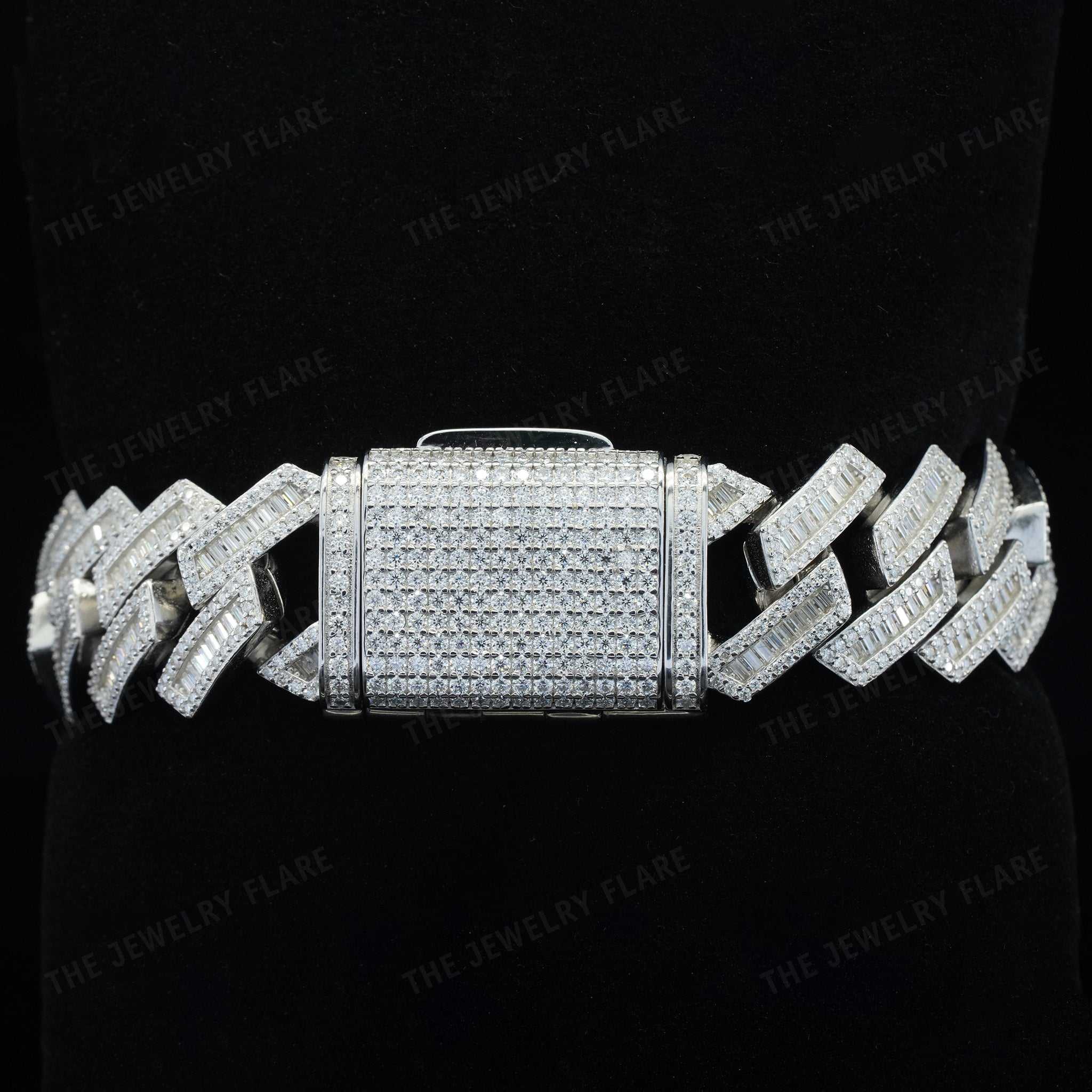 Fully Iced Moissanite Cuban Bracelet with Jumbo Lock