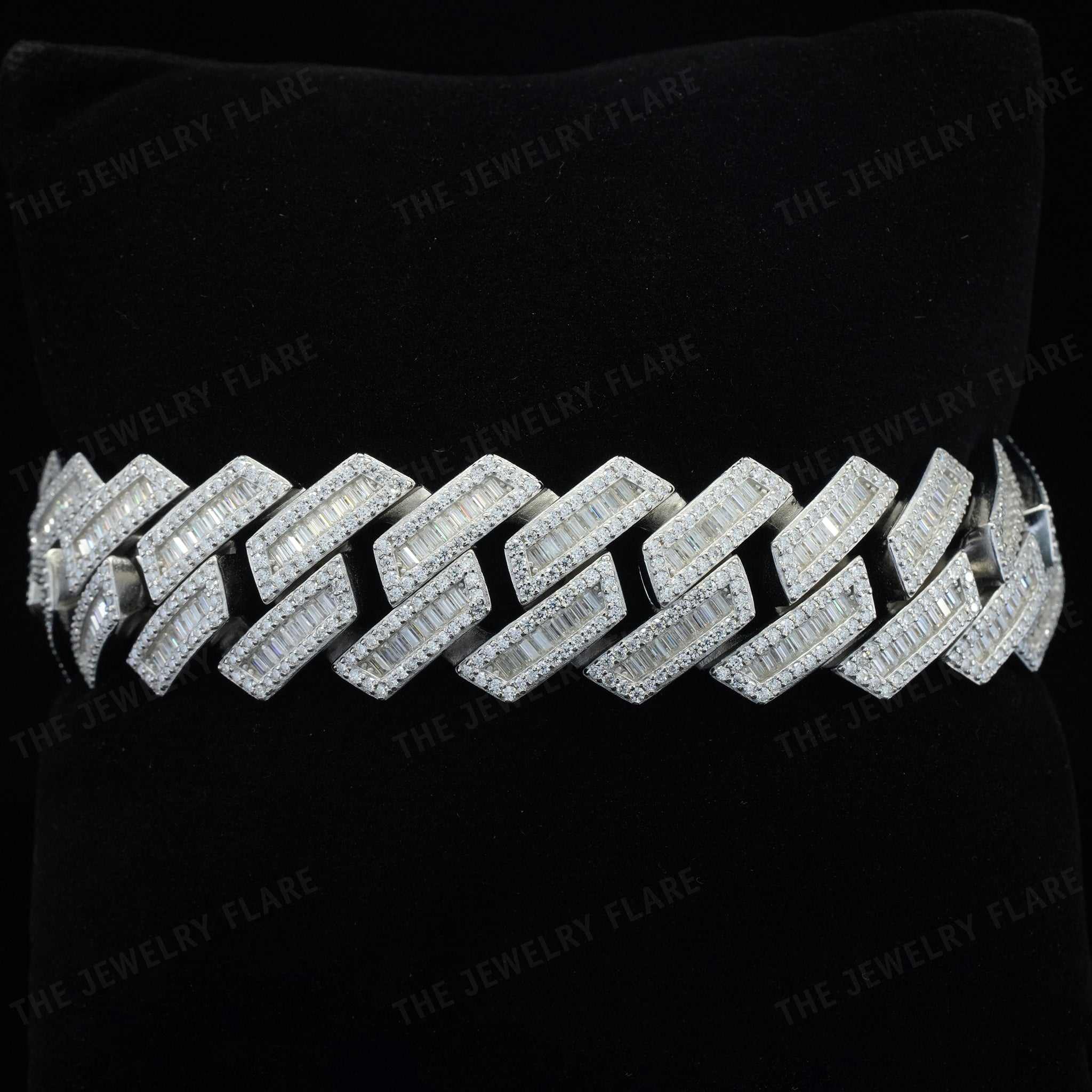 Fully Iced Moissanite Cuban Bracelet with Jumbo Lock