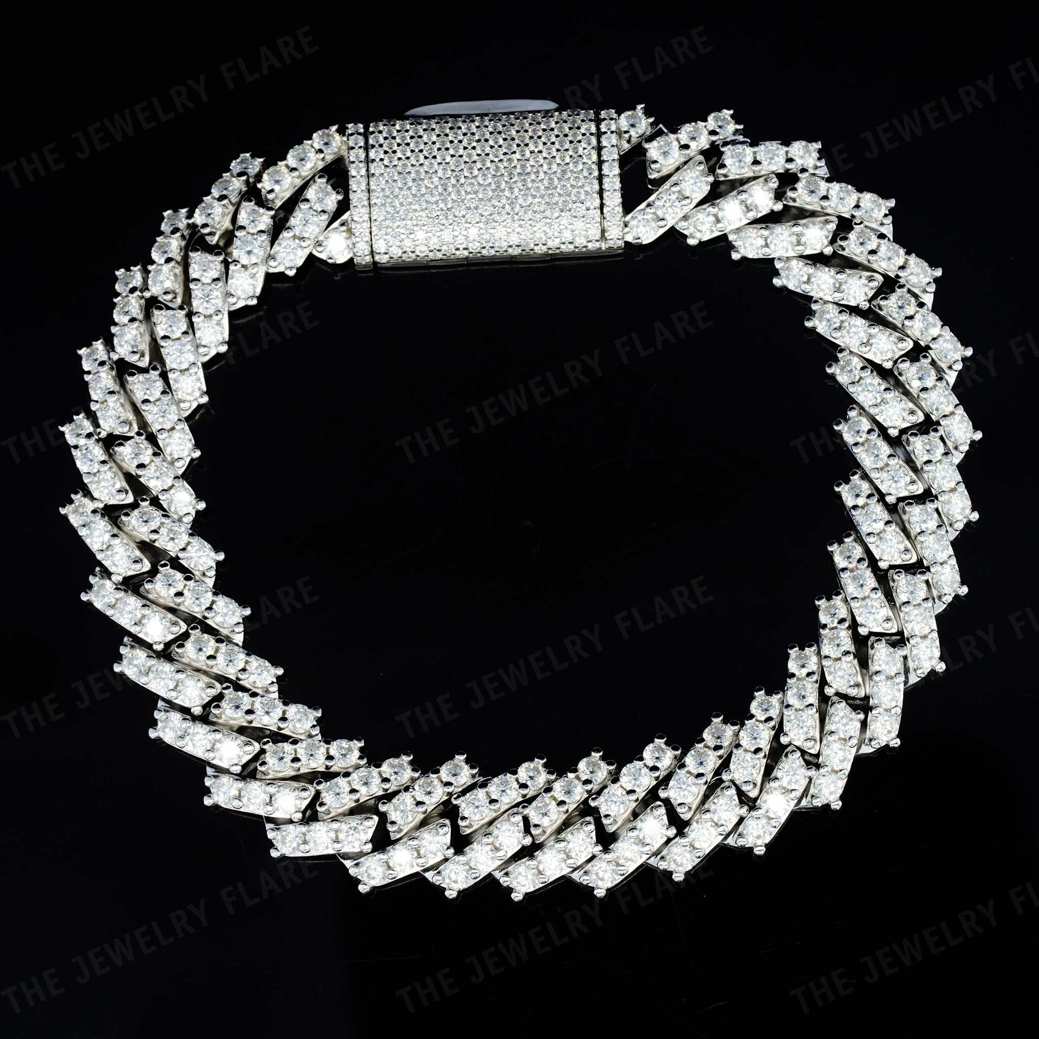 Round Cut Iced Out Cuban Link Moissanite Bracelet