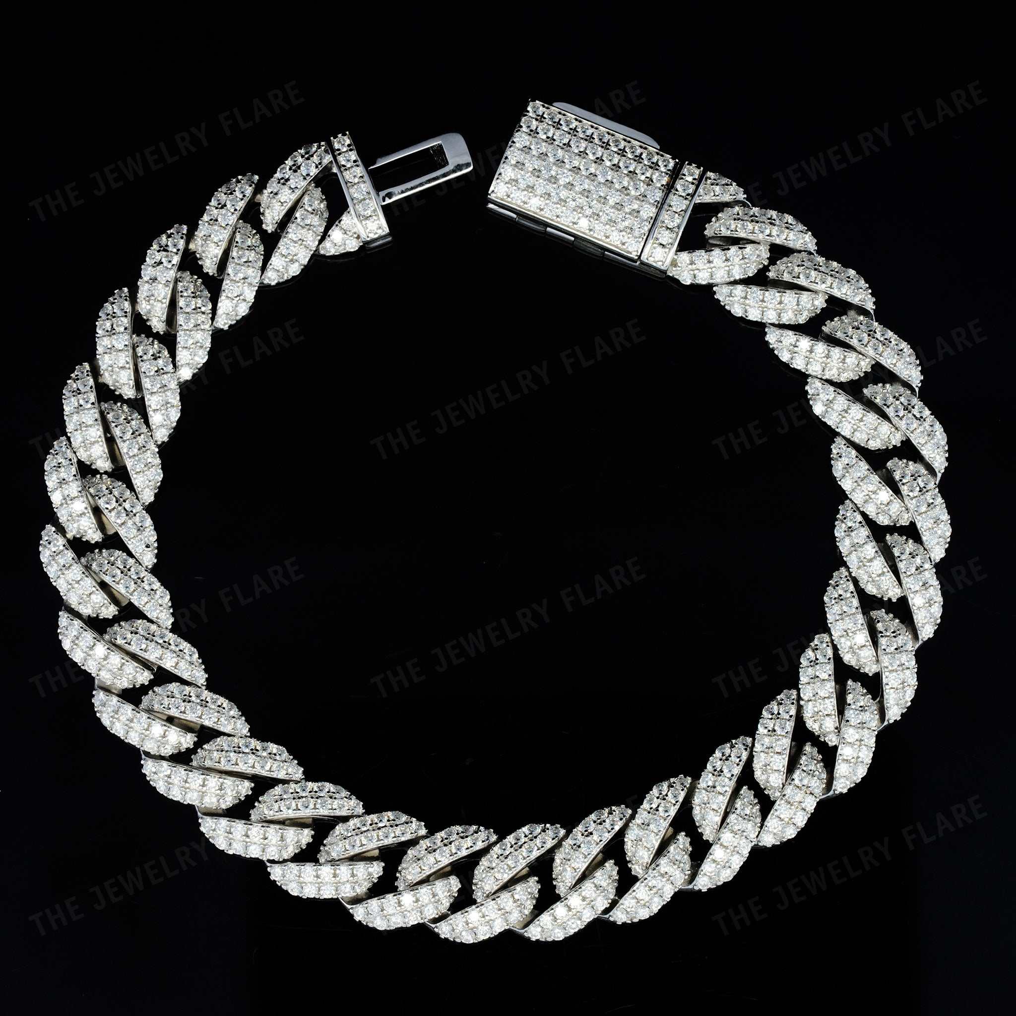 Fully Iced Out Cuban Link Moissanite Hip Hop Bracelet
