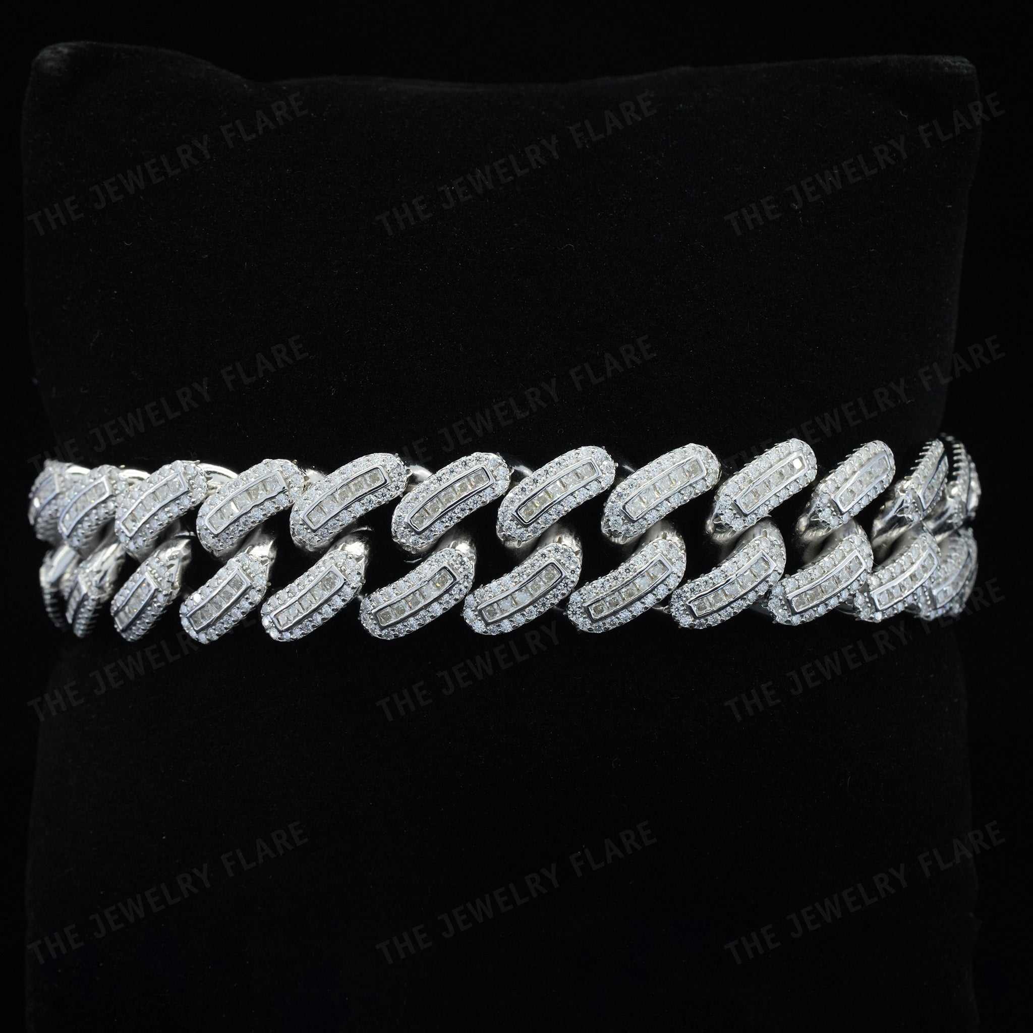 Princess & Round Cut Moissanite Cuban Link Bracelet