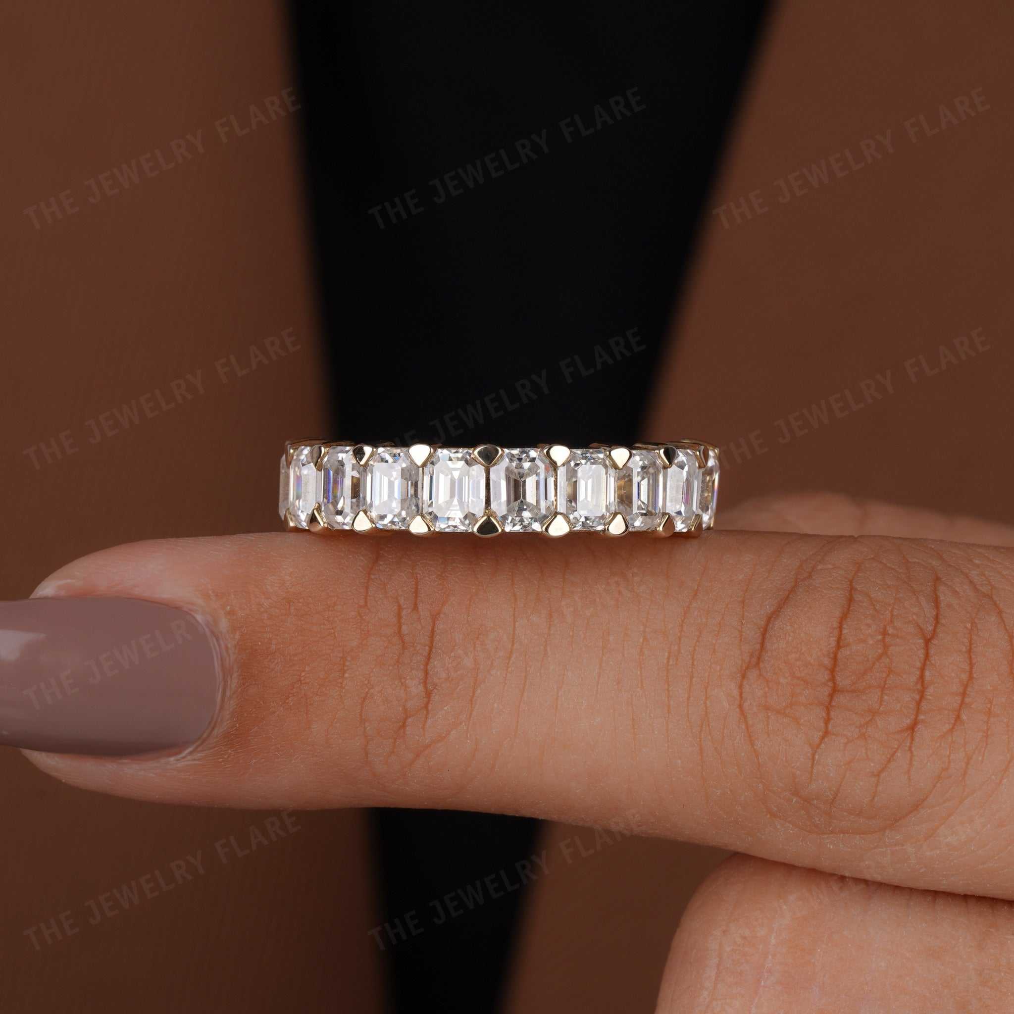 Emerald Cut Half Eternity Shared Prong Ring Second