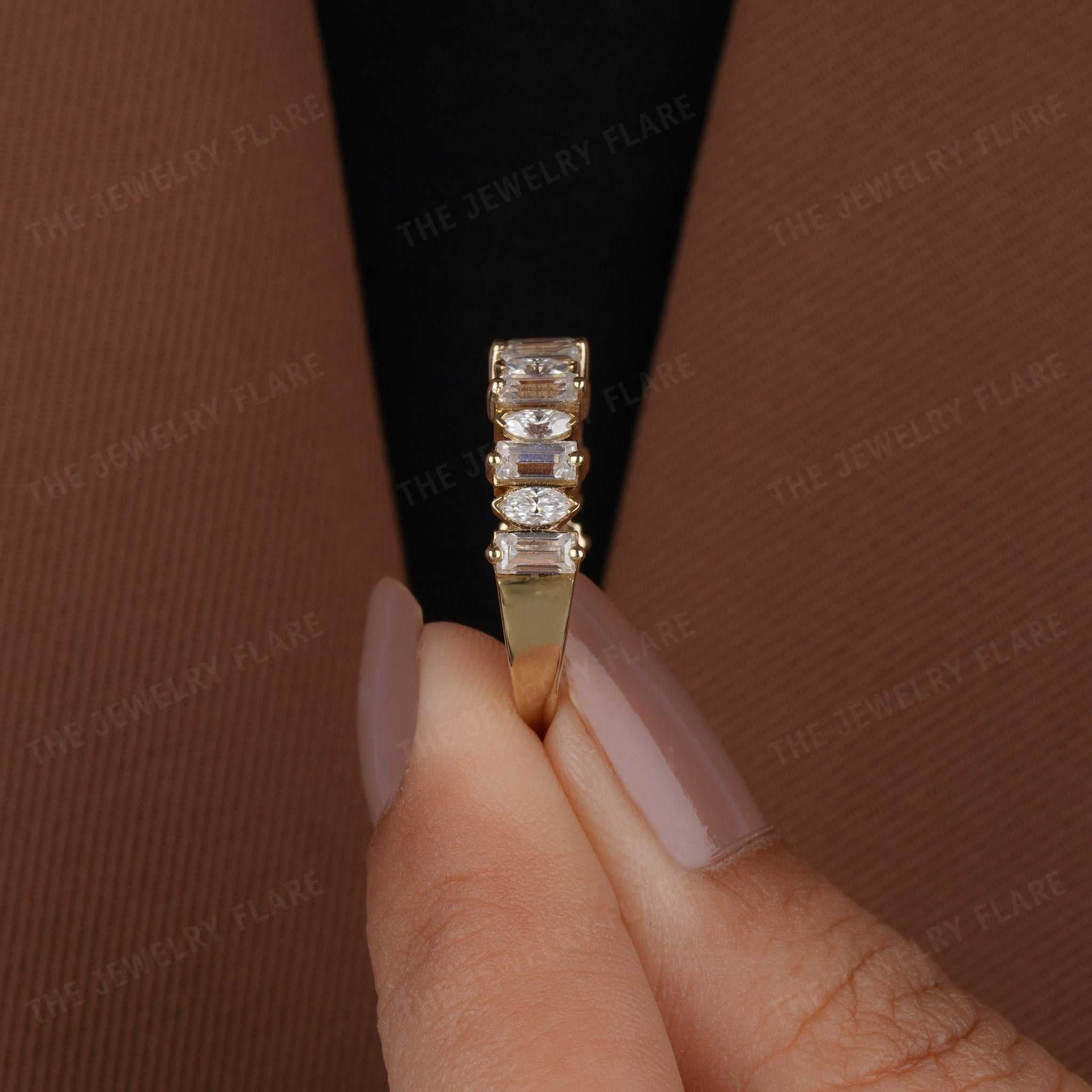 Alternating Marquise Baguette Eternity Band Third