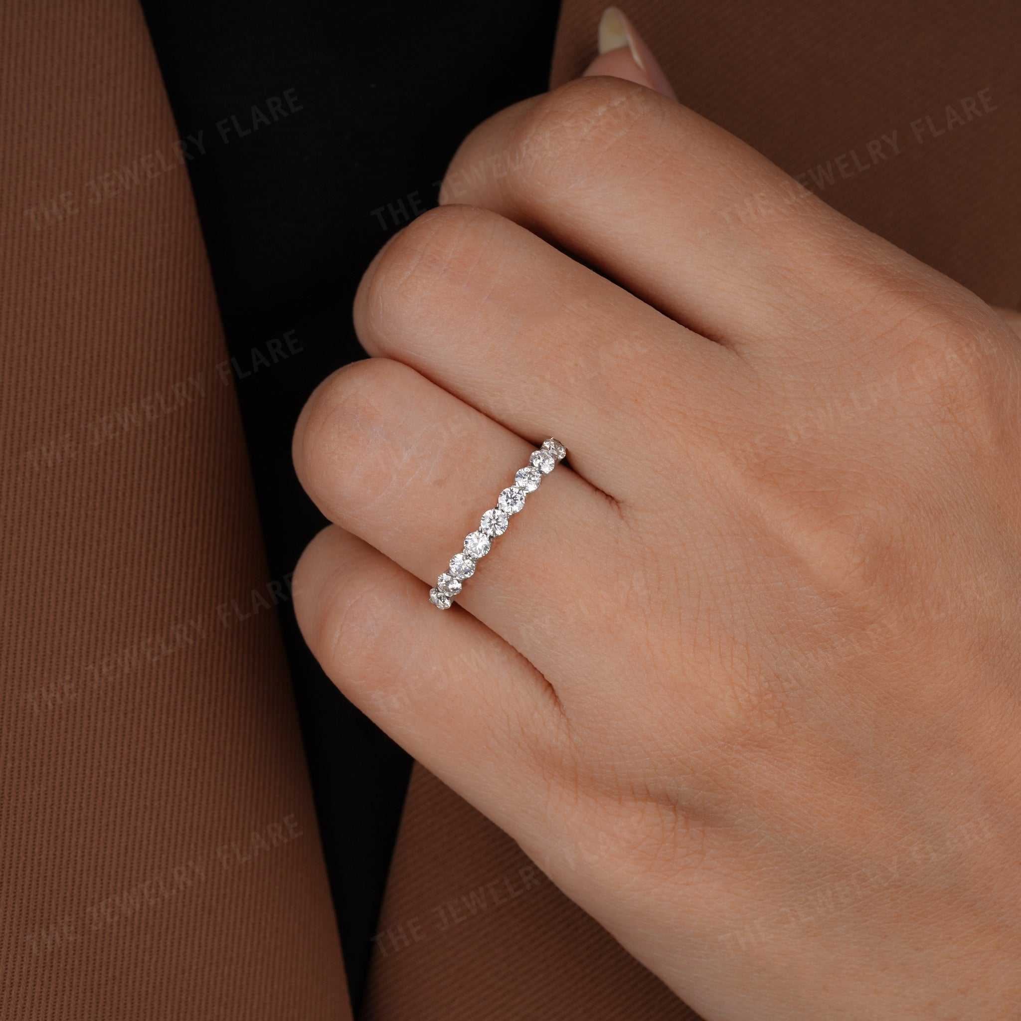 Dainty Nine Stone Wedding Ring Third