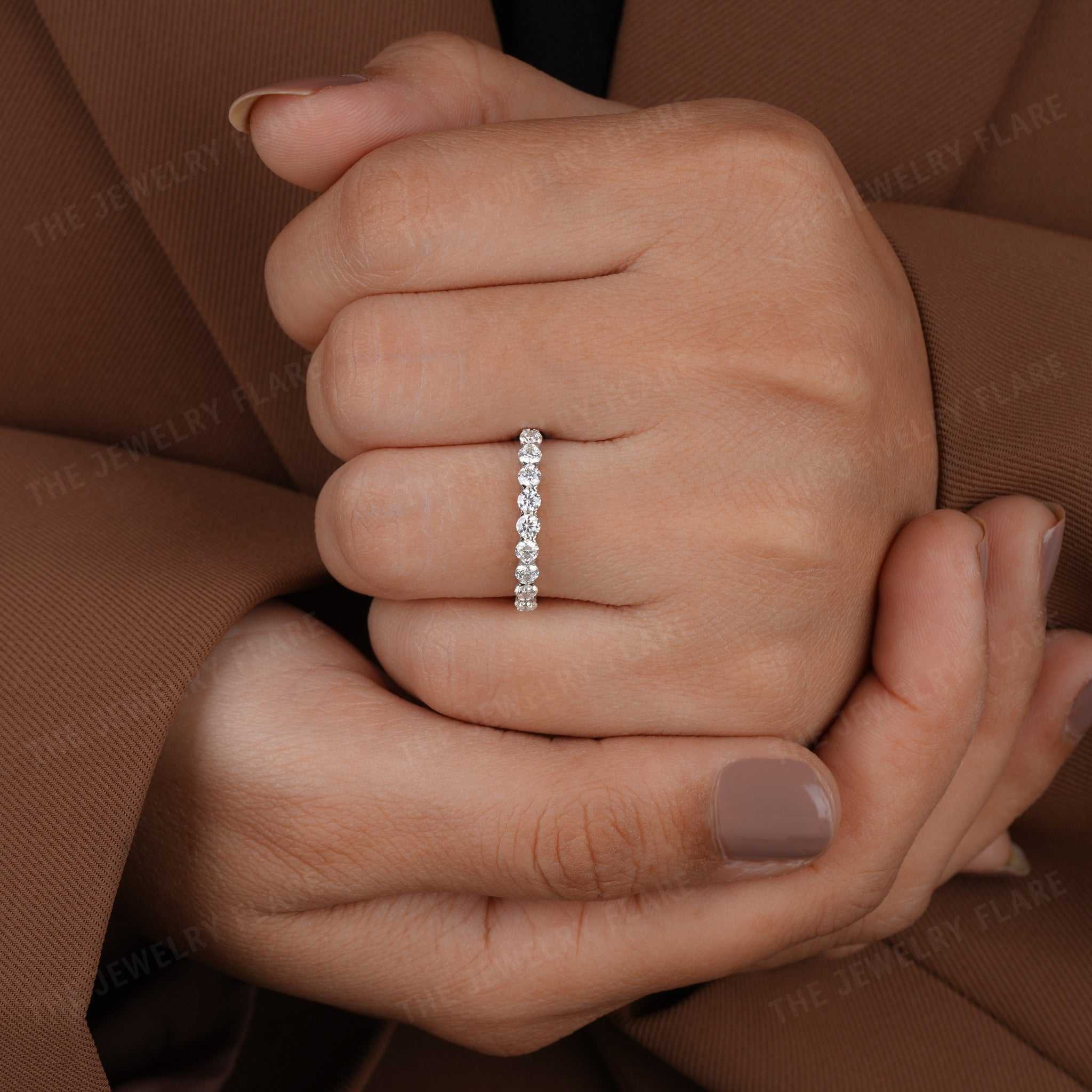 Dainty Nine Stone Wedding Ring Six