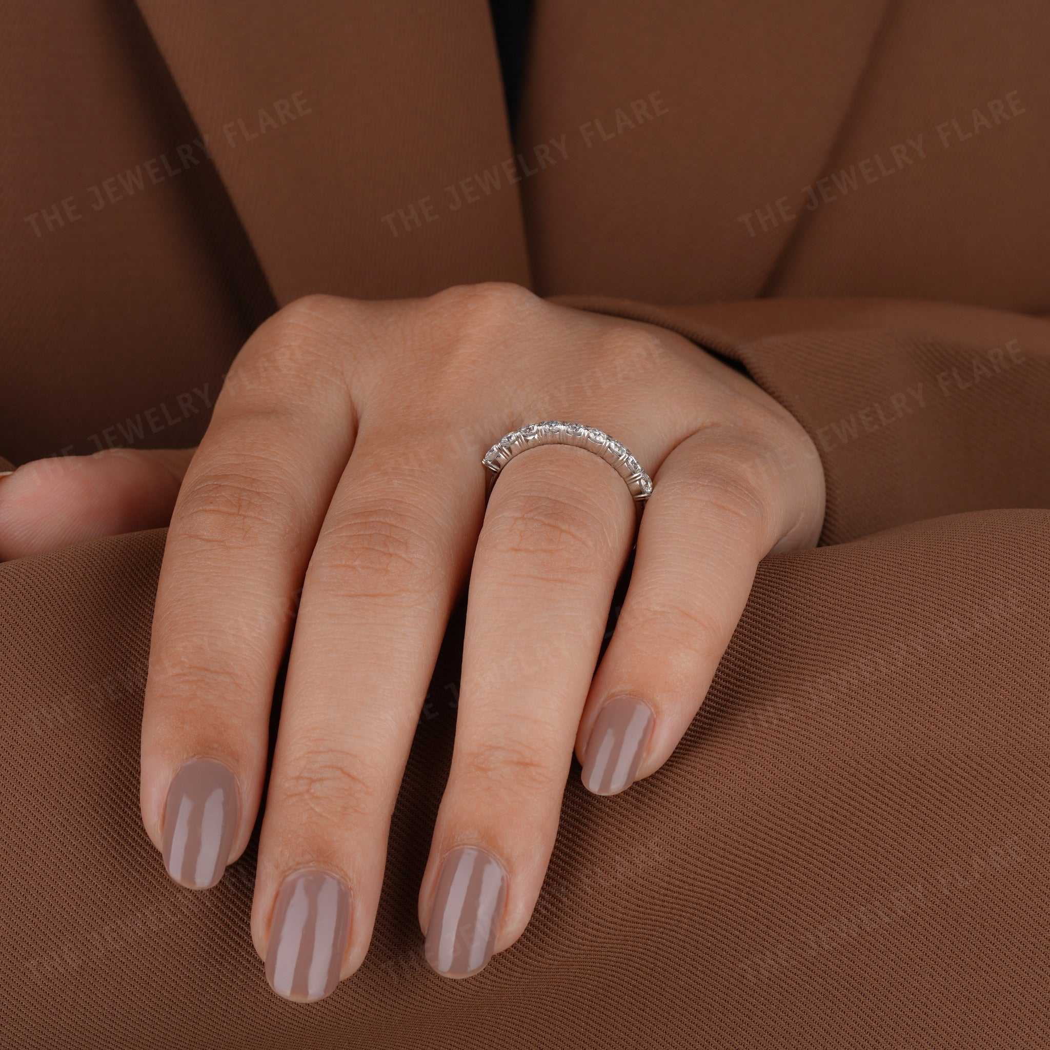 Dainty Nine Stone Wedding Ring Seven