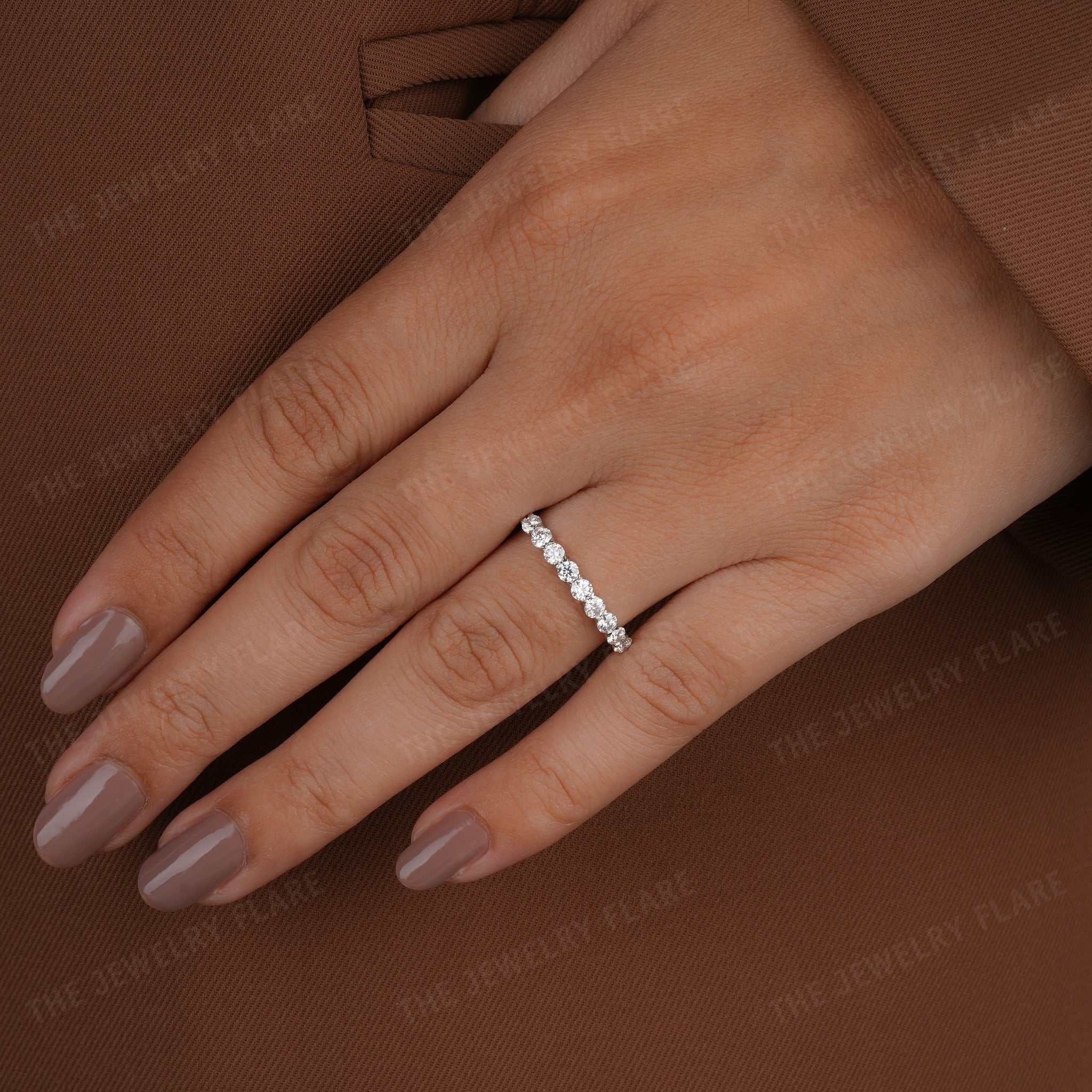 Dainty Nine Stone Wedding Ring Eight