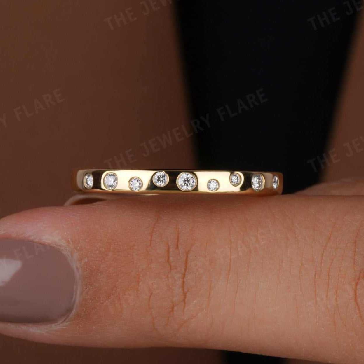 Flush Set Diamond Half Eternity Band For Women First