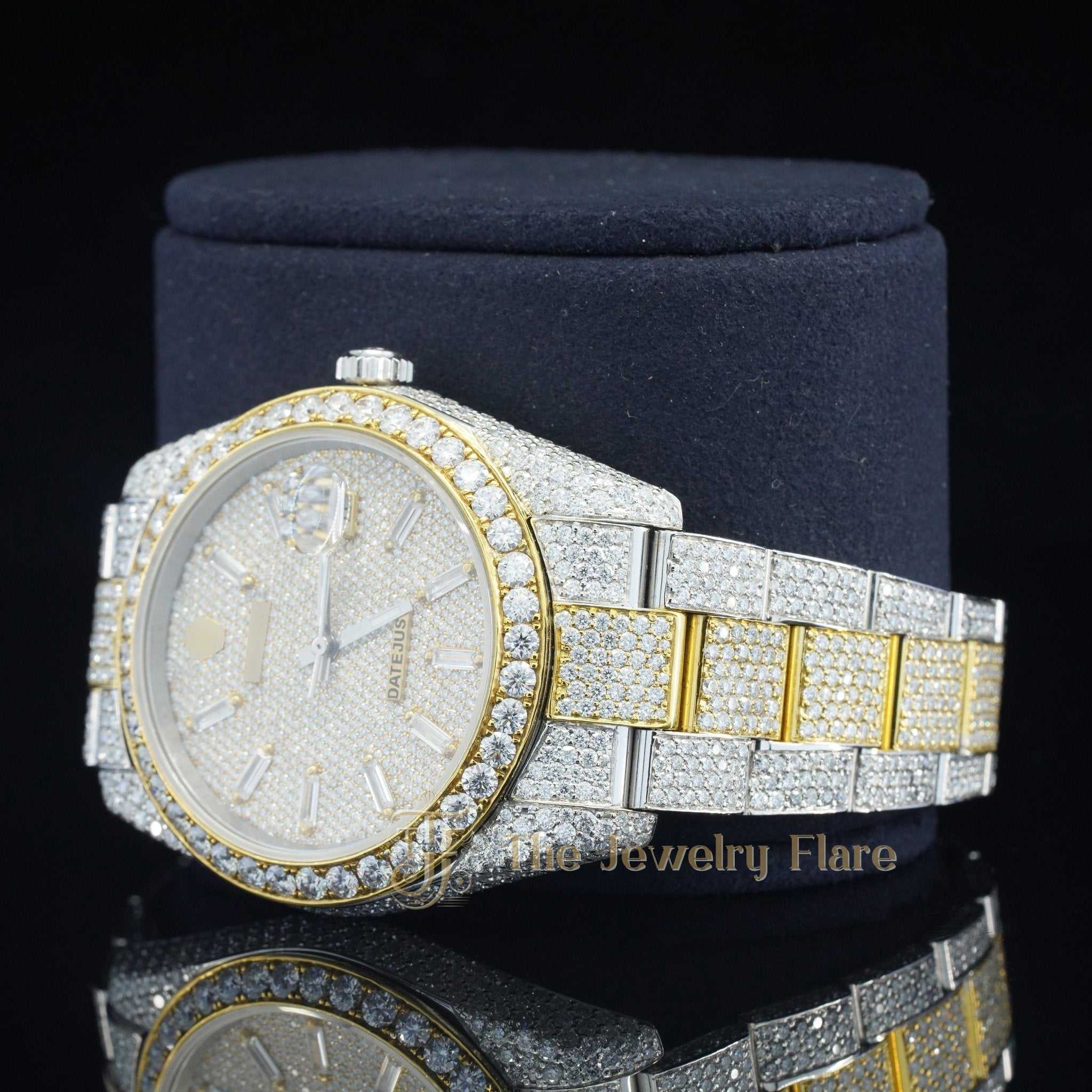 Iced Out Fully Automatic Moissanite Wrist Watch Second