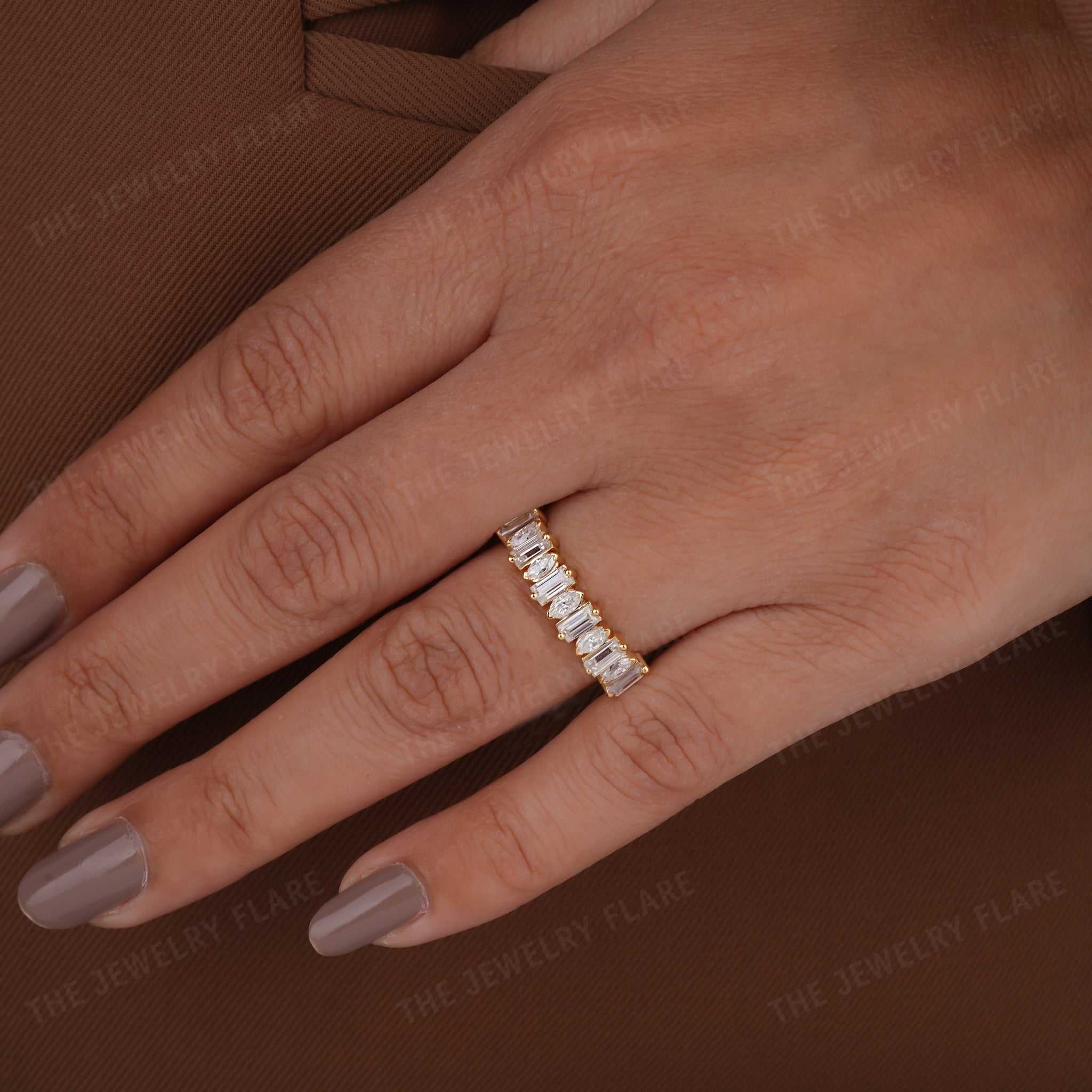 Alternating Marquise Baguette Eternity Band Six