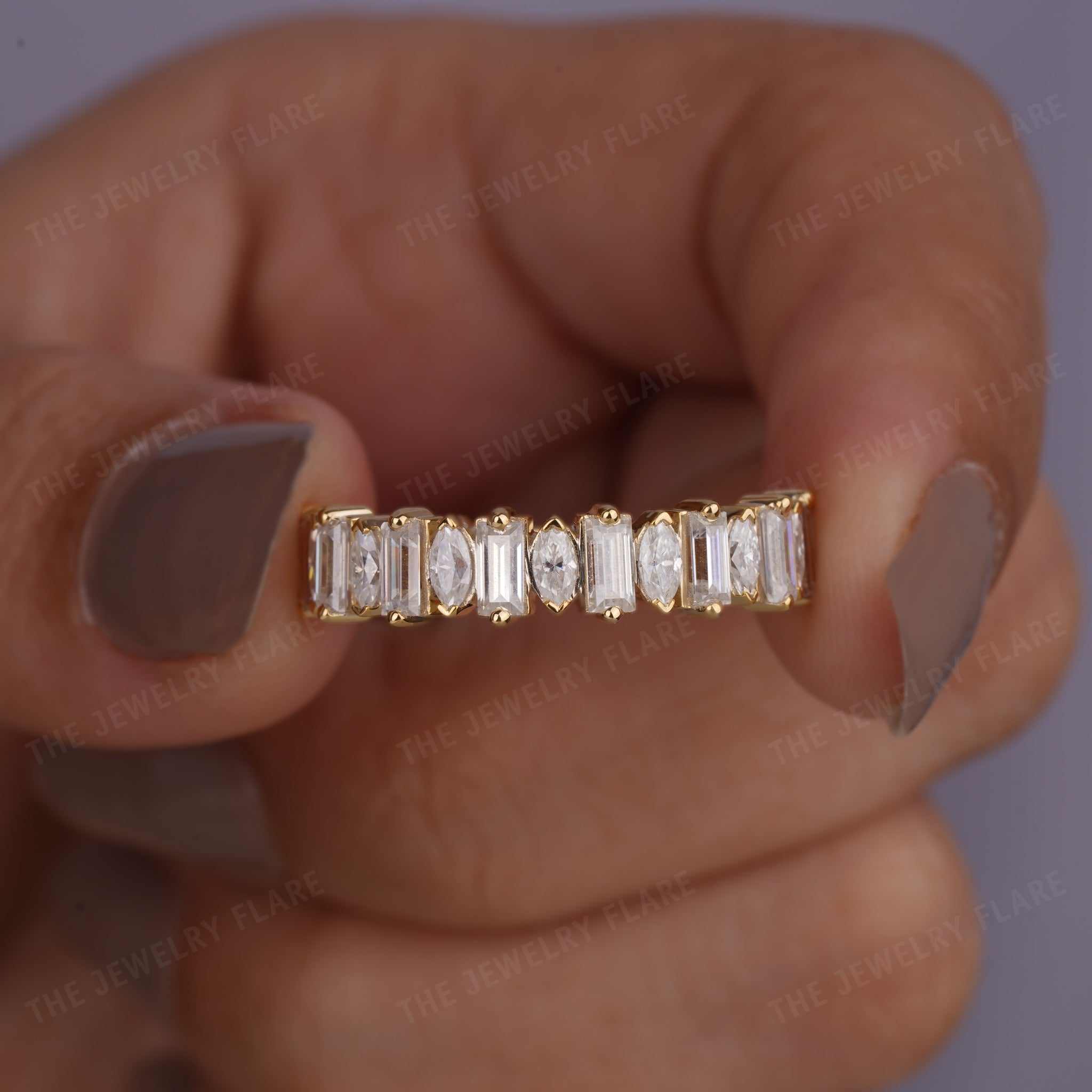 Alternating Marquise Baguette Eternity Band Nine