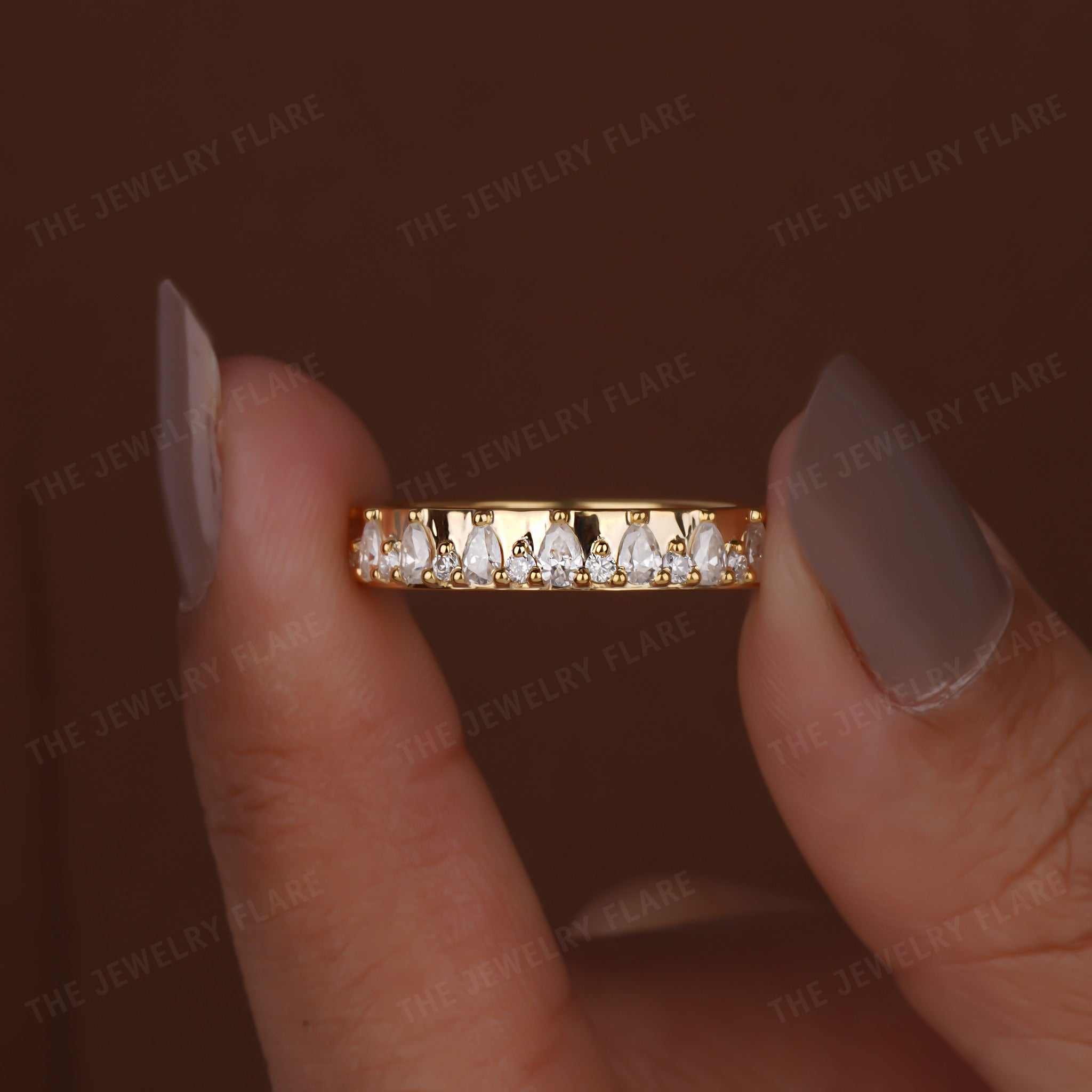 Pear And Round Cut 4MM Wide Half Eternity Band Second