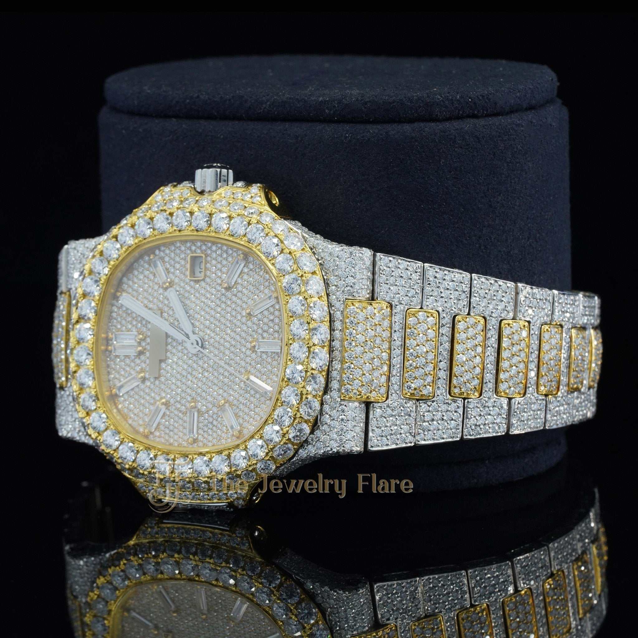 Two Tone Iced Out Automatic Moissanite Watch Fifth