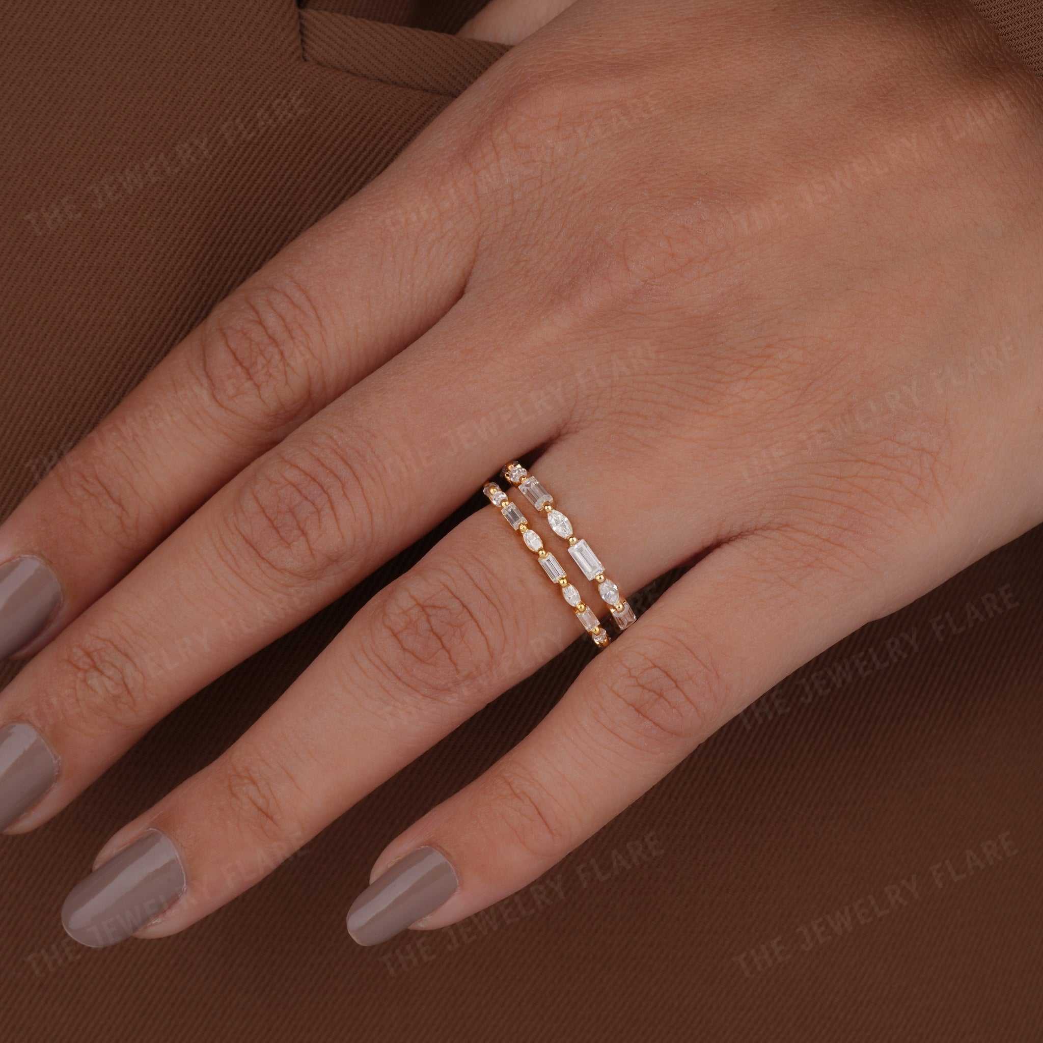 Baguette and Marquise Cut Bubble Set Full Eternity Band Six