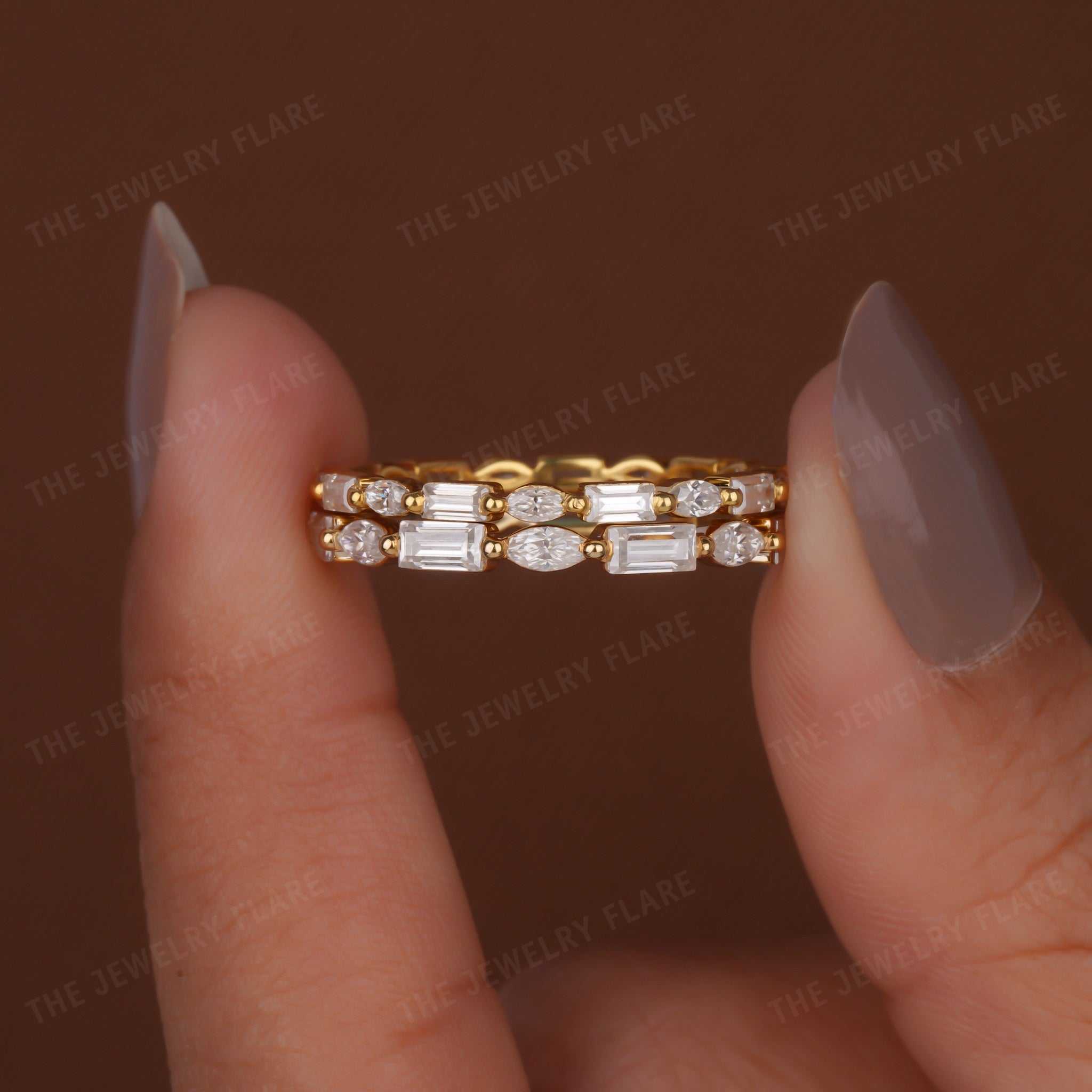 Baguette and Marquise Cut Bubble Set Full Eternity Band Eight