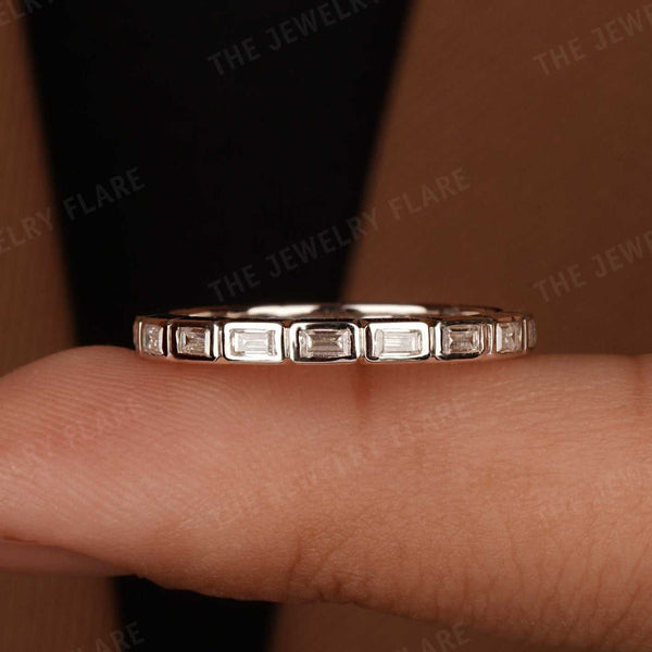 East West Bezel Set Baguette Wedding Band First
