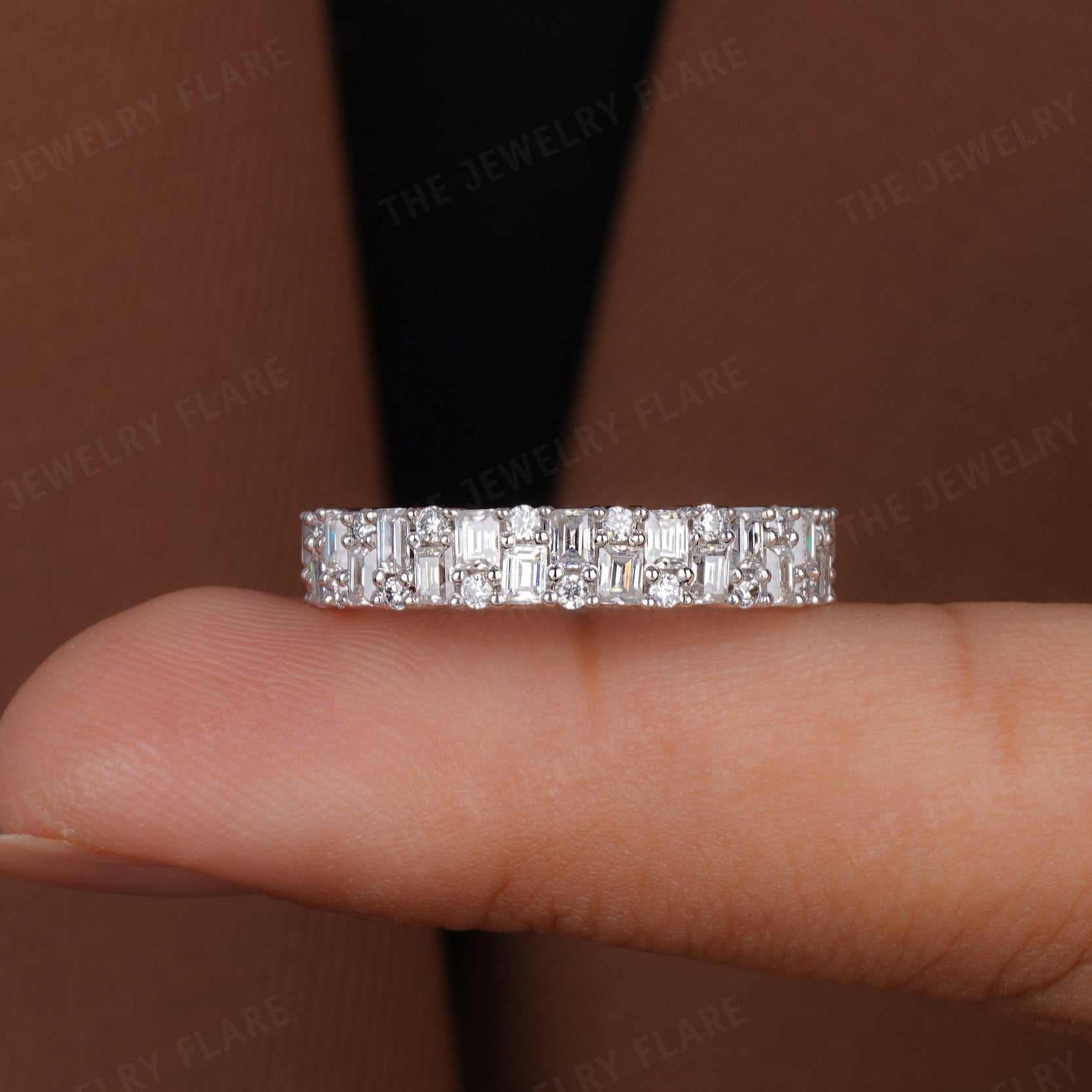 Baguette And Round Half Eternity Band