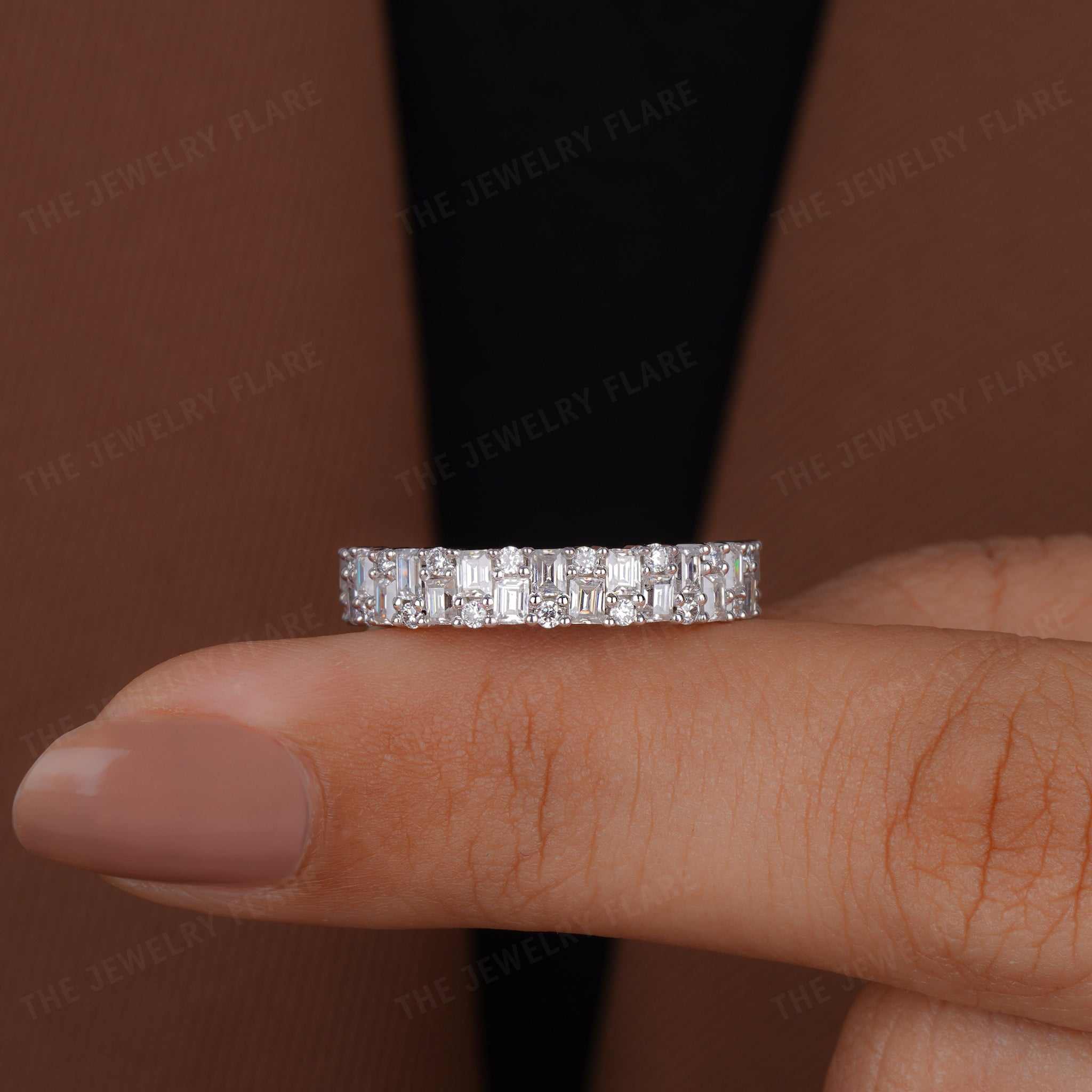 Baguette And Round Half Eternity Band