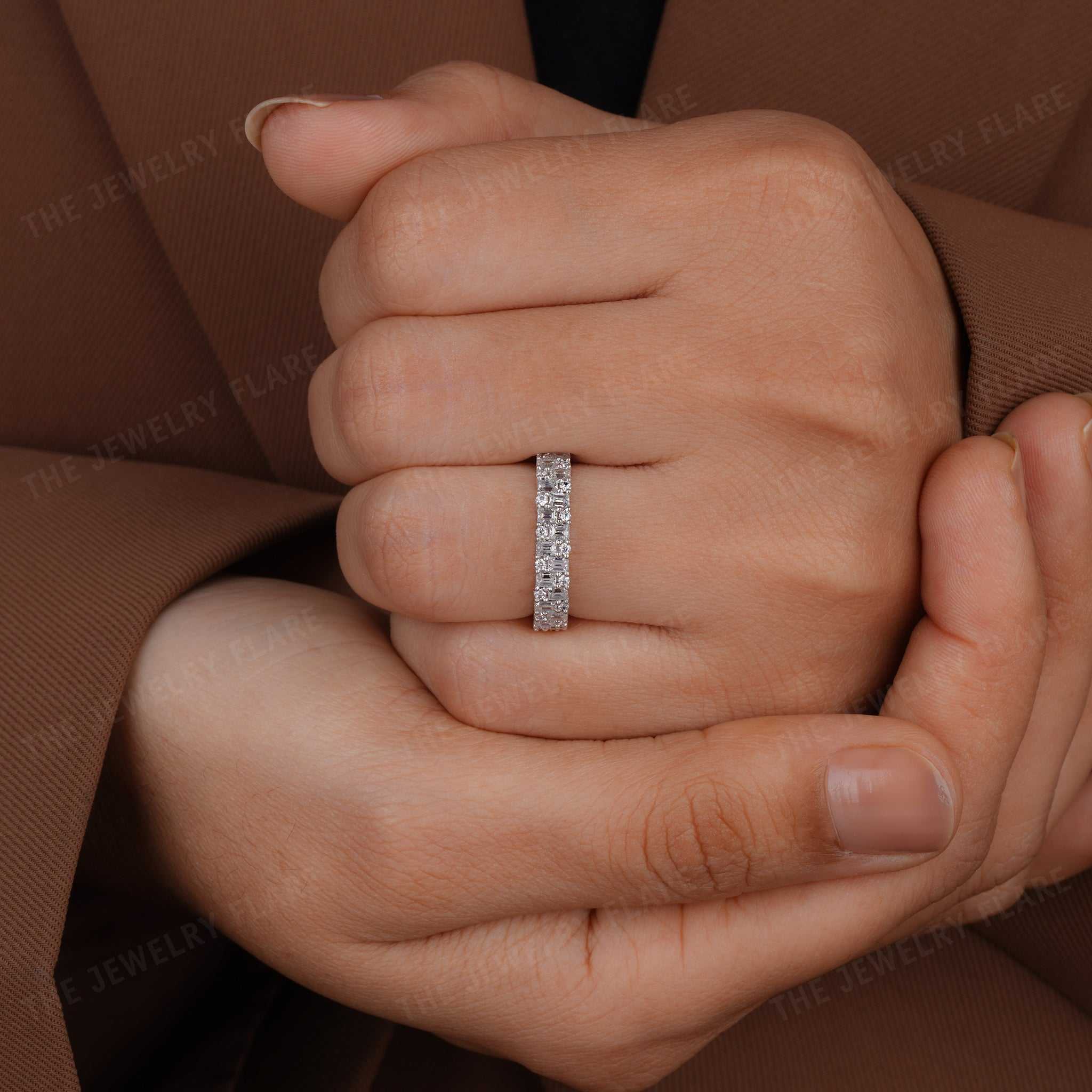 Baguette And Round Half Eternity Band