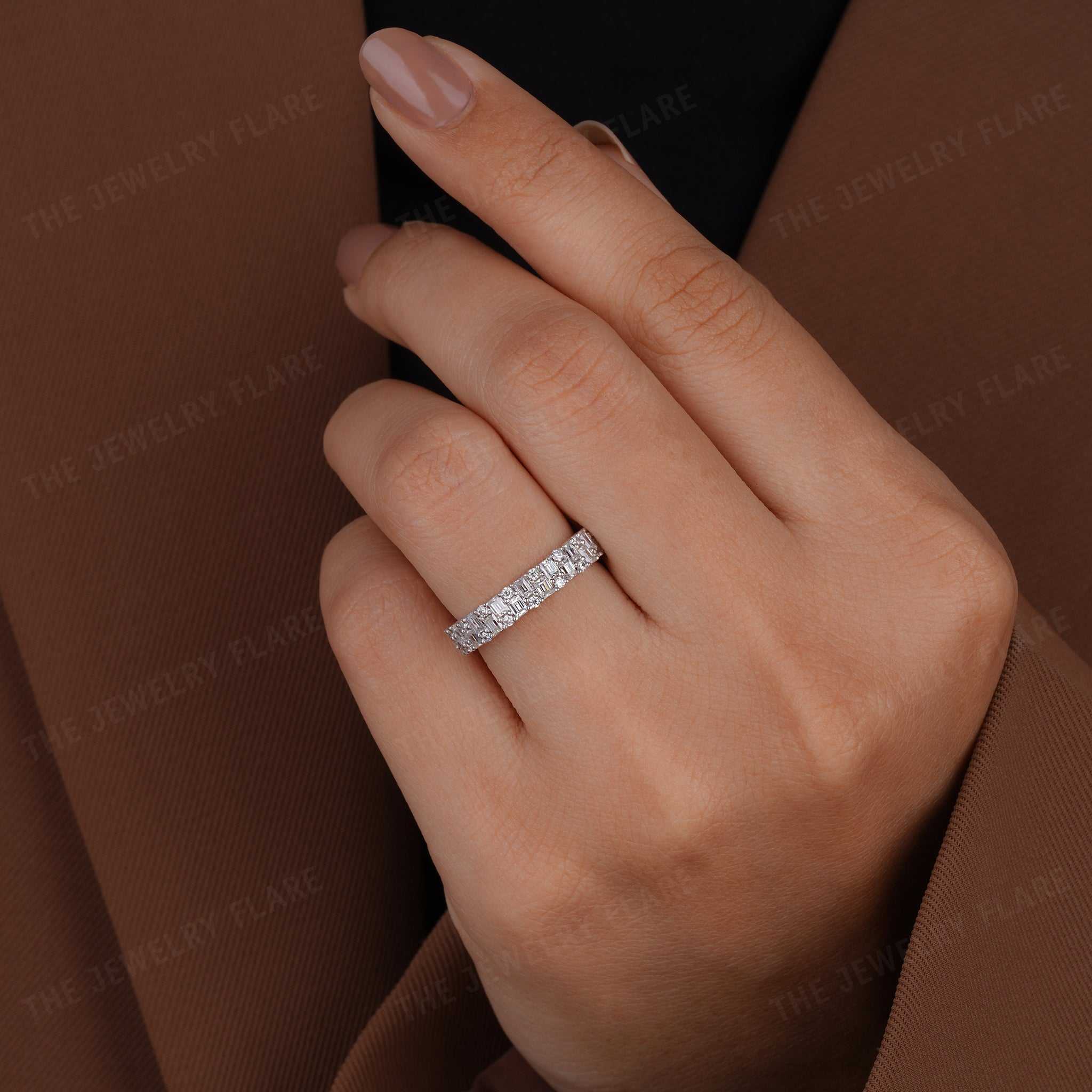 Baguette And Round Half Eternity Band