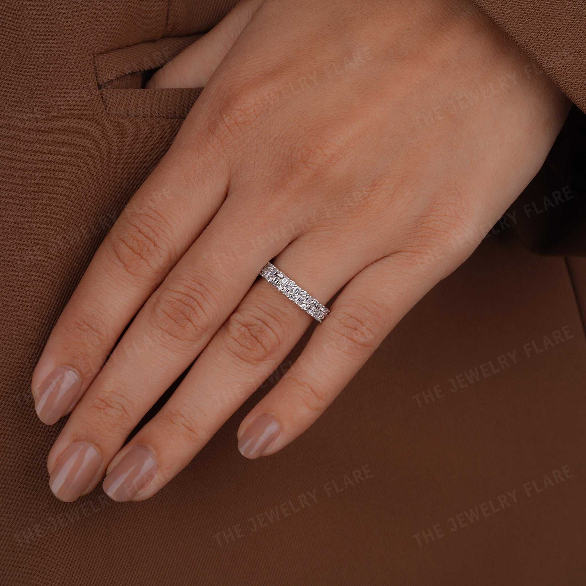 Baguette And Round Half Eternity Band