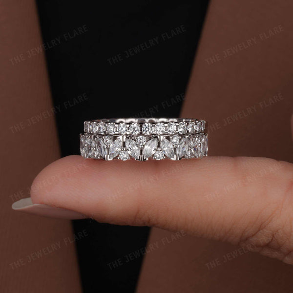 Vintage Cluster And Moissanite Pave Set Bands First