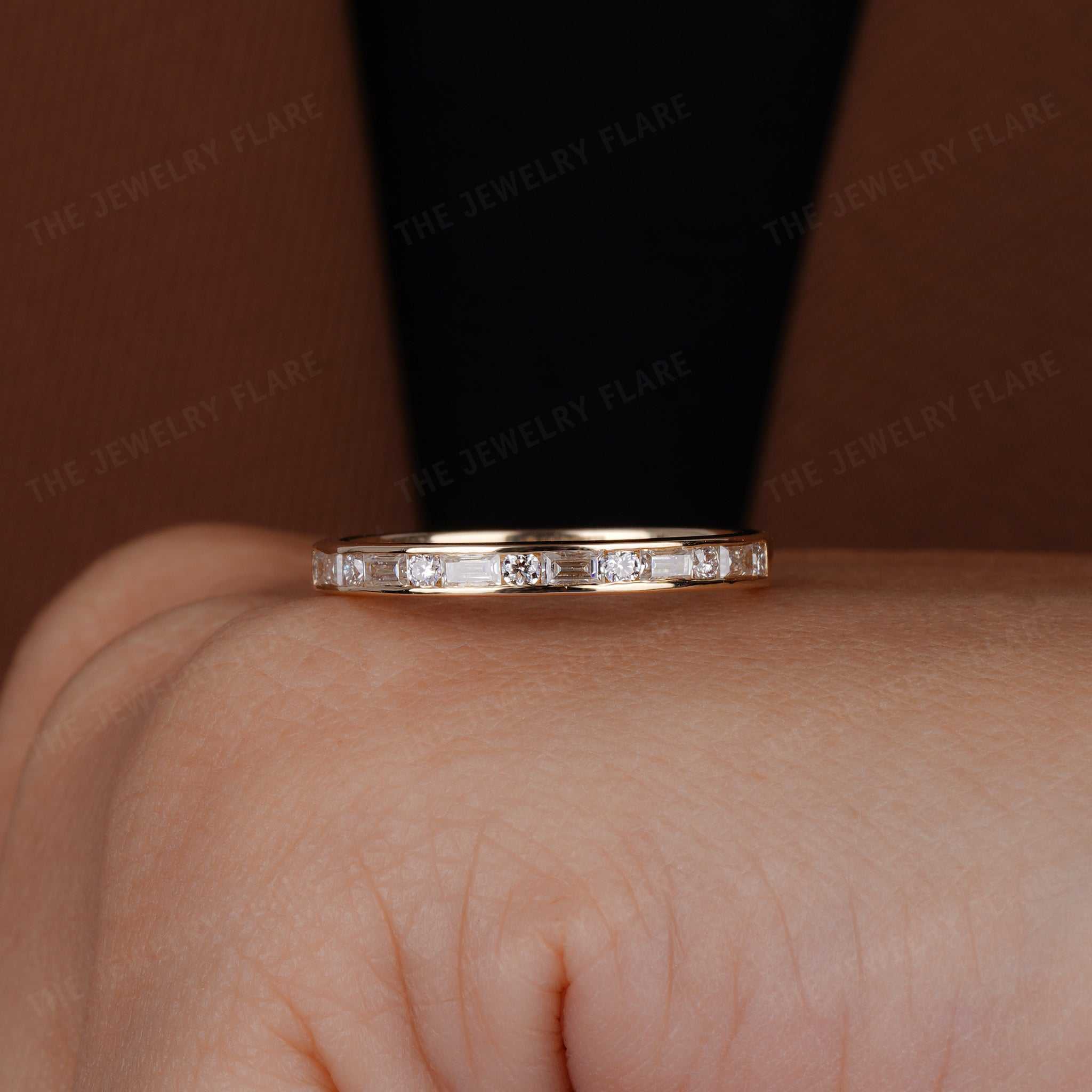 Half Eternity Round and Baguette Wedding Band