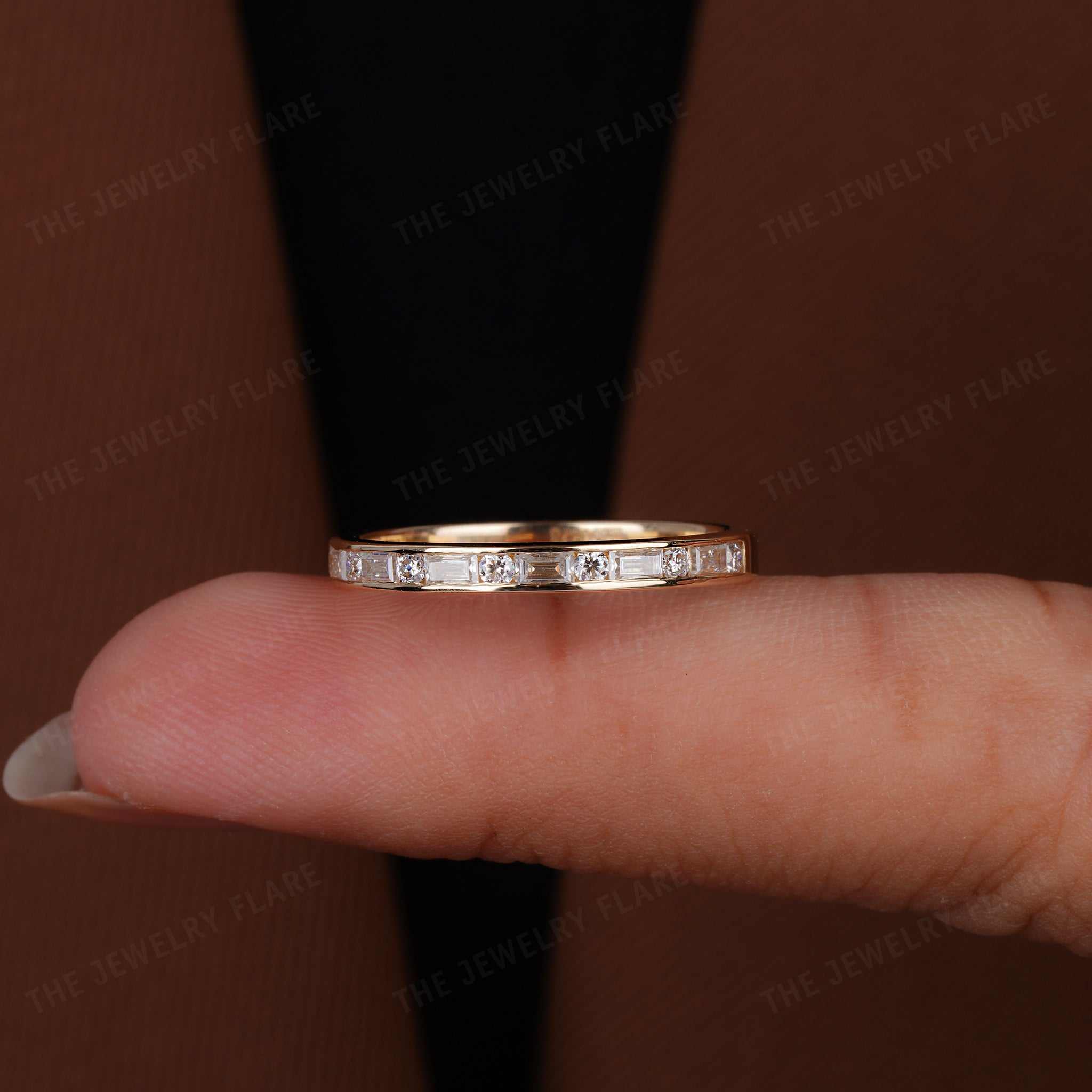 Half Eternity Round and Baguette Wedding Band