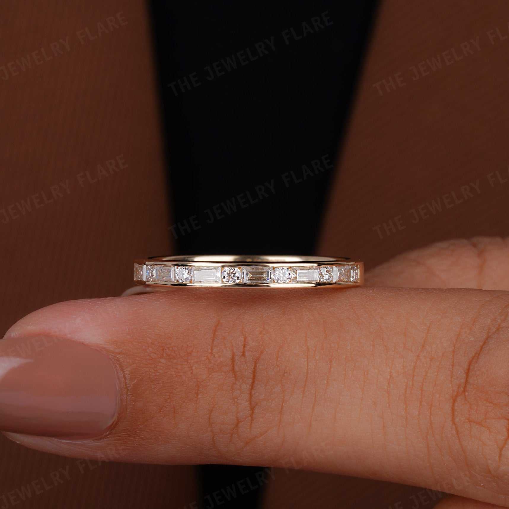 Half Eternity Round and Baguette Wedding Band