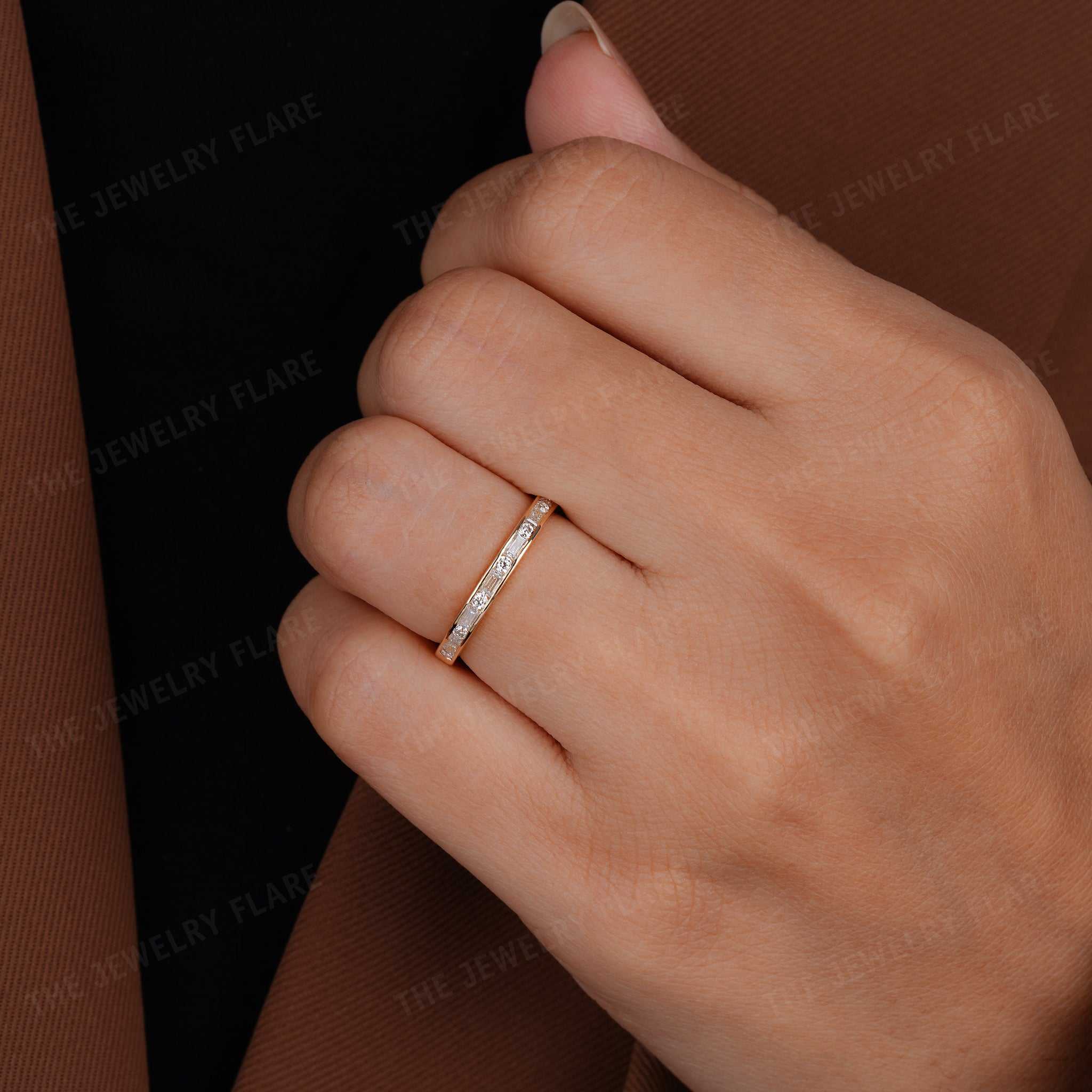 Half Eternity Round and Baguette Wedding Band