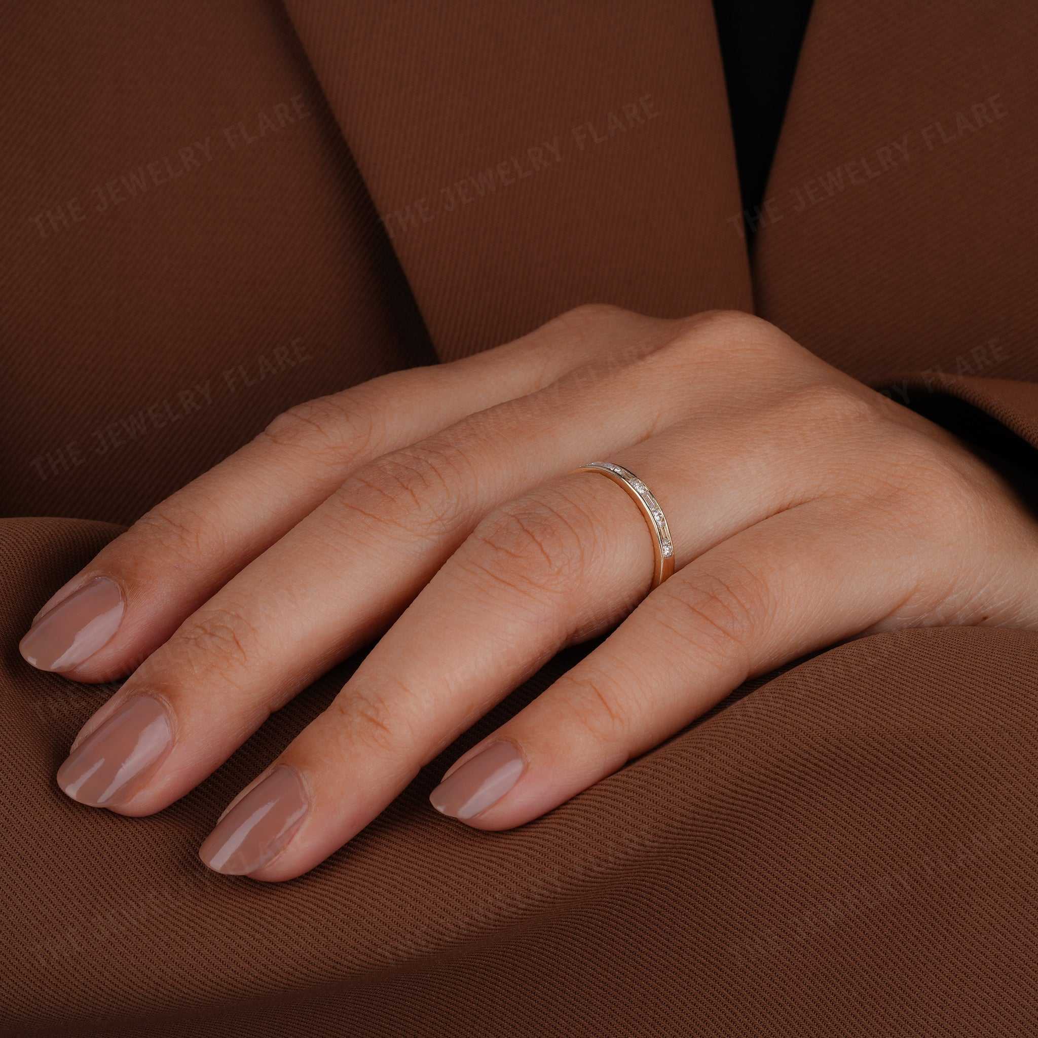 Half Eternity Round and Baguette Wedding Band