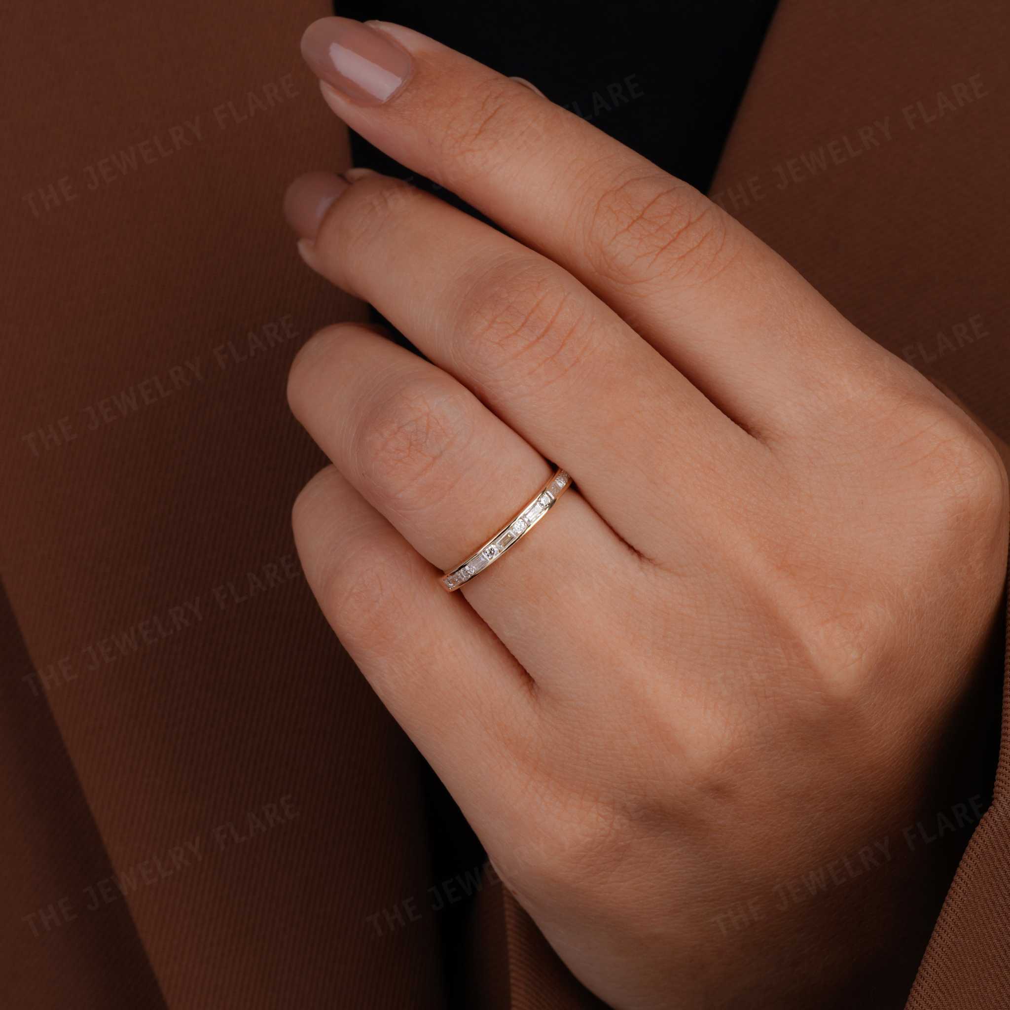 Half Eternity Round and Baguette Wedding Band