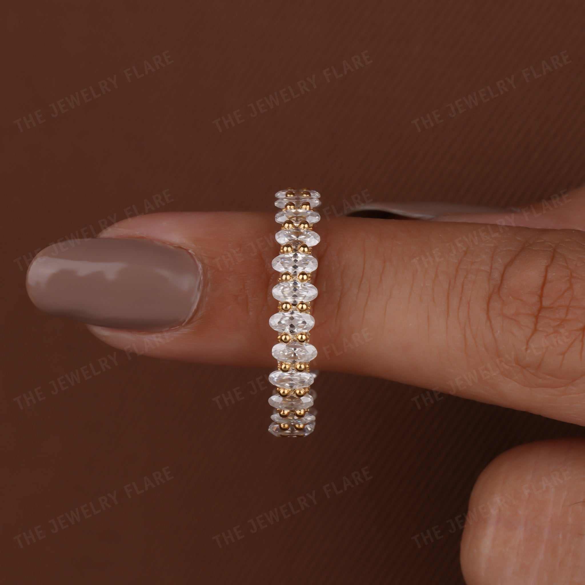 U Shaped 3D Oval Eternity Band Nine