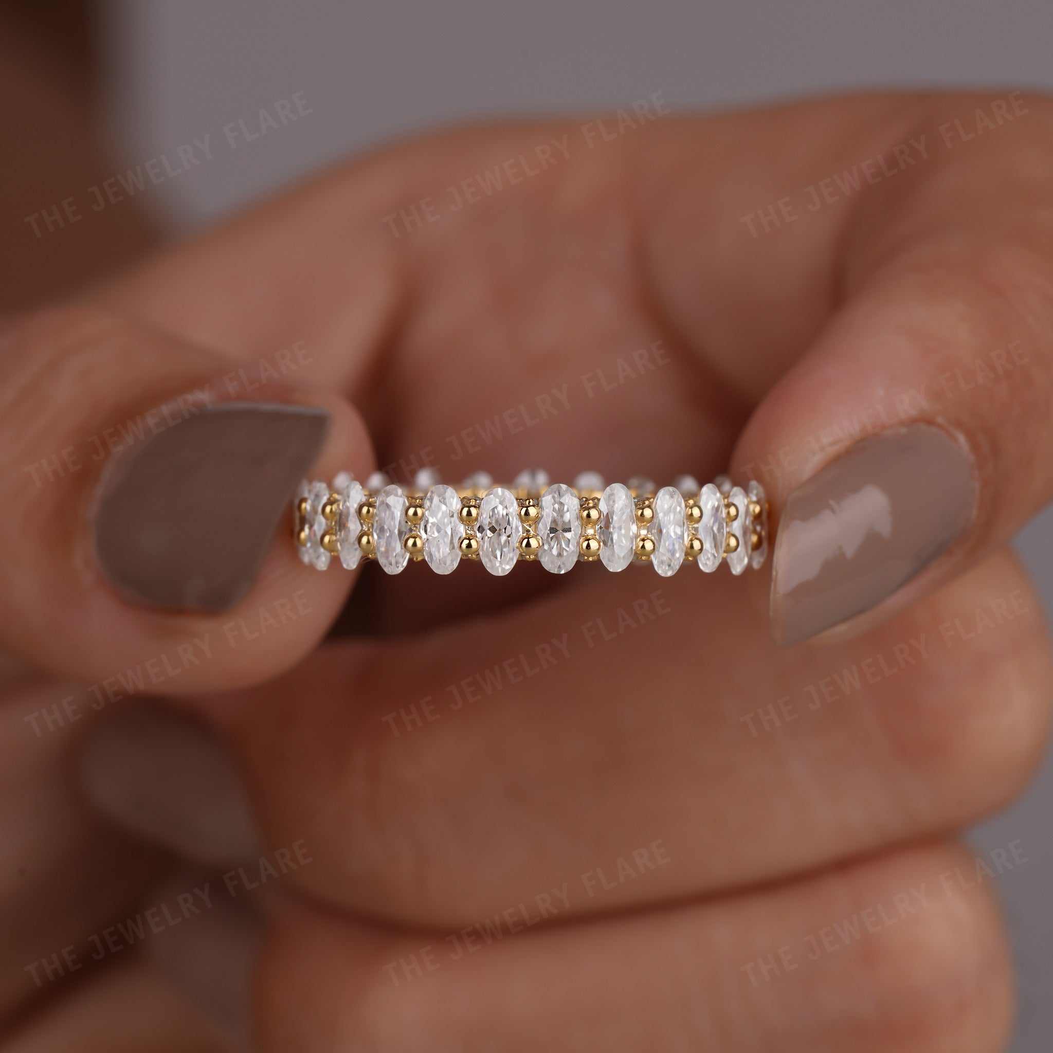 U Shaped 3D Oval Eternity Band Third