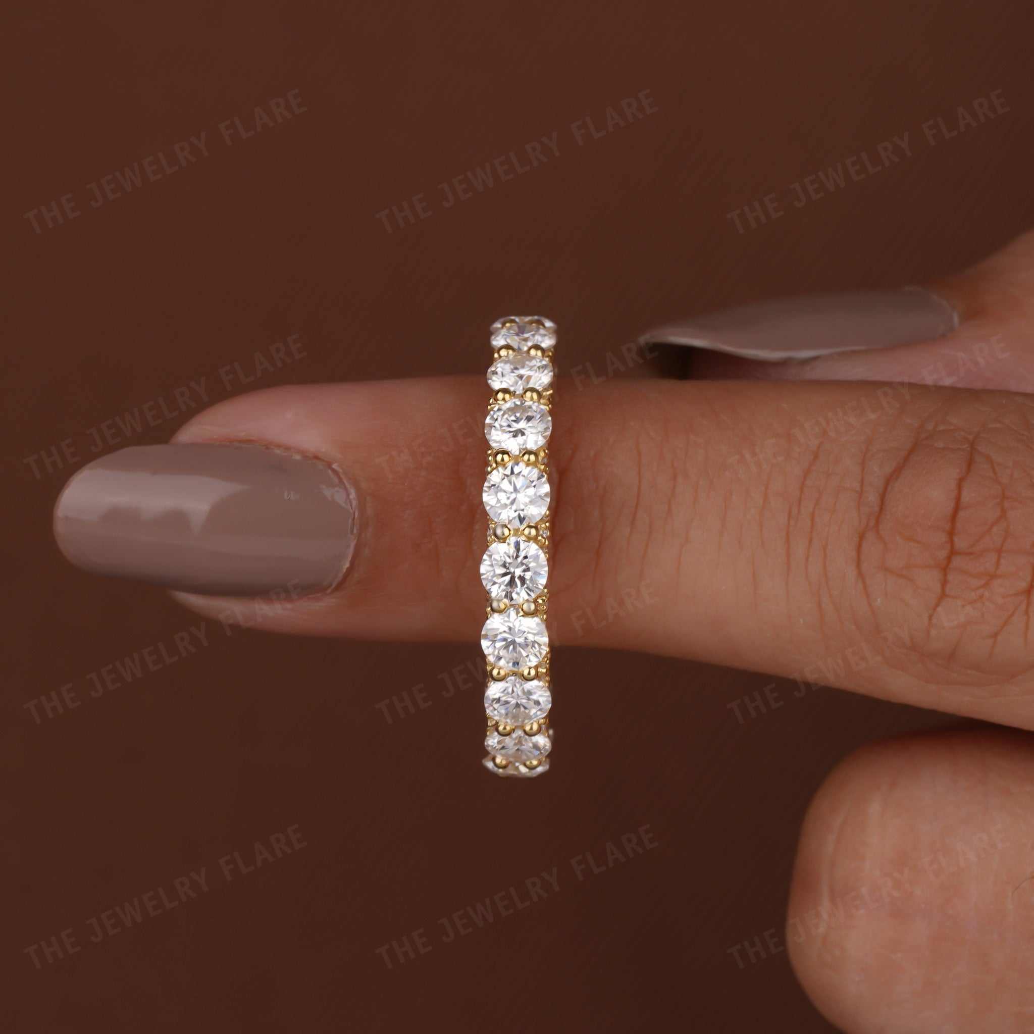 U Shaped 3D Round Full Eternity Band Nine