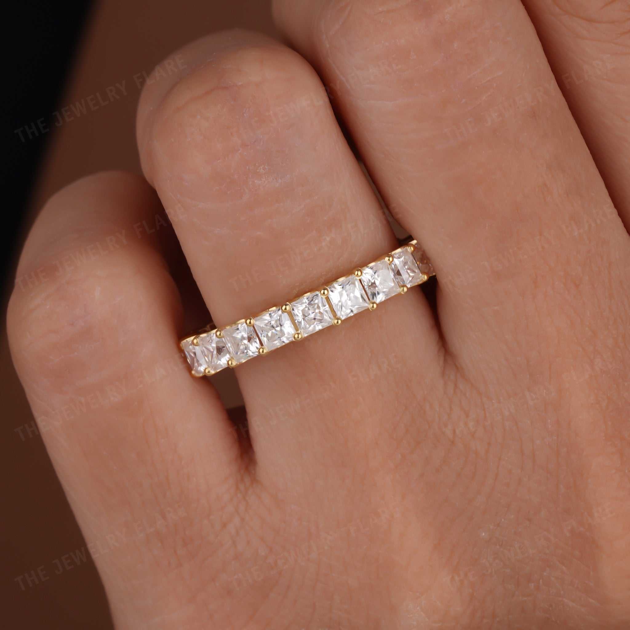 Princess Cut Full Eternity Wedding Band Ring Third