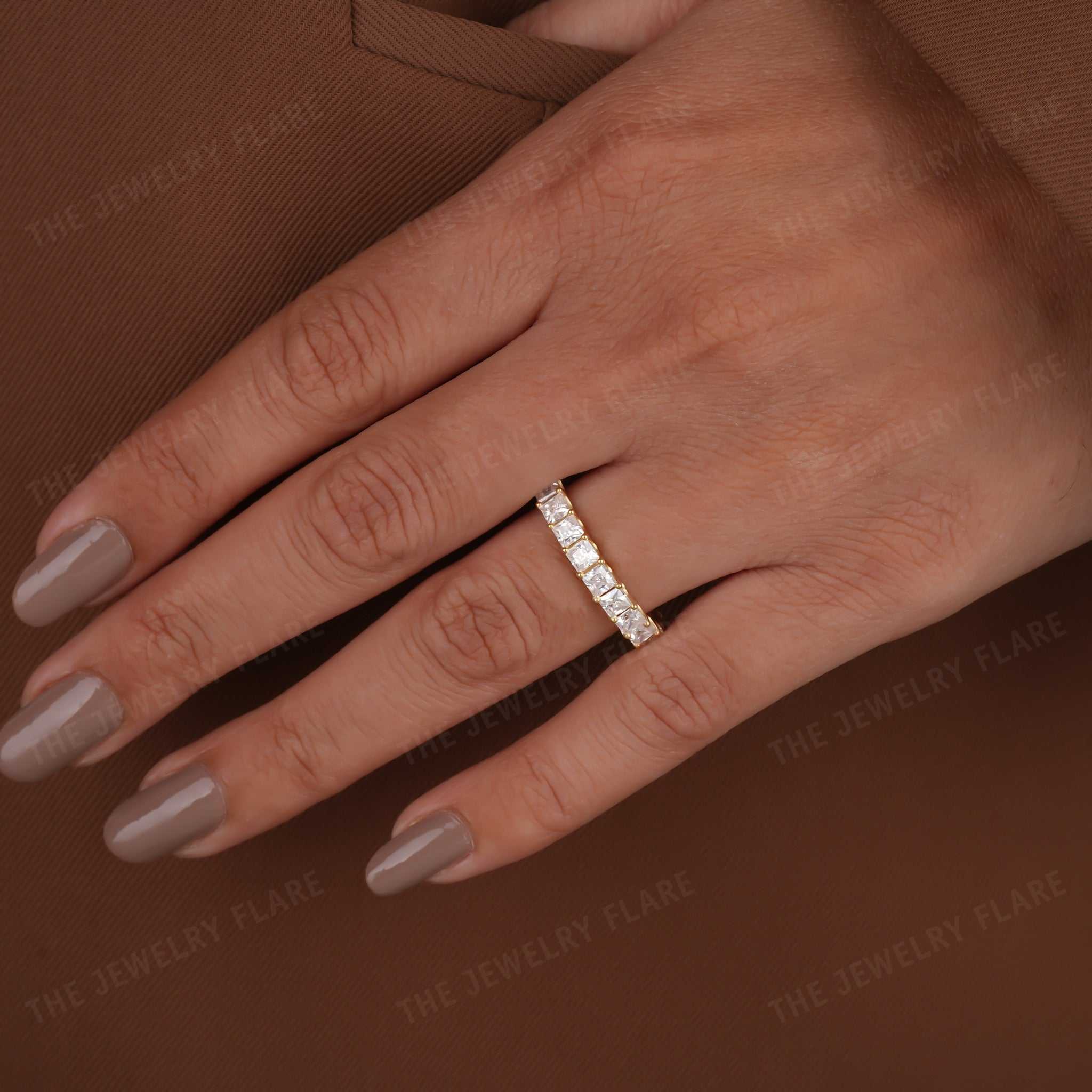 Princess Cut Full Eternity Wedding Band Ring Seven