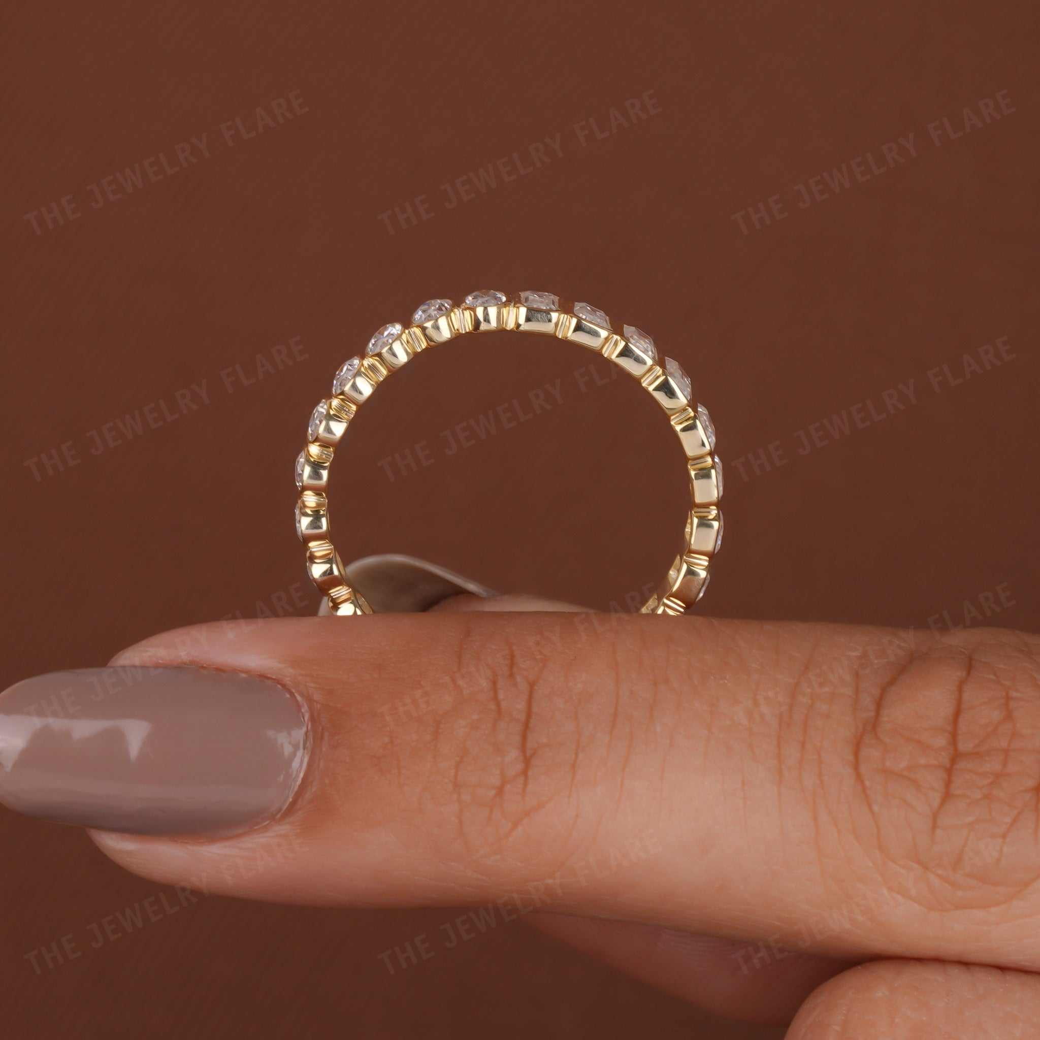 Oval And Emerald Cut Bezel Set Full Eternity Wedding Band Eleven