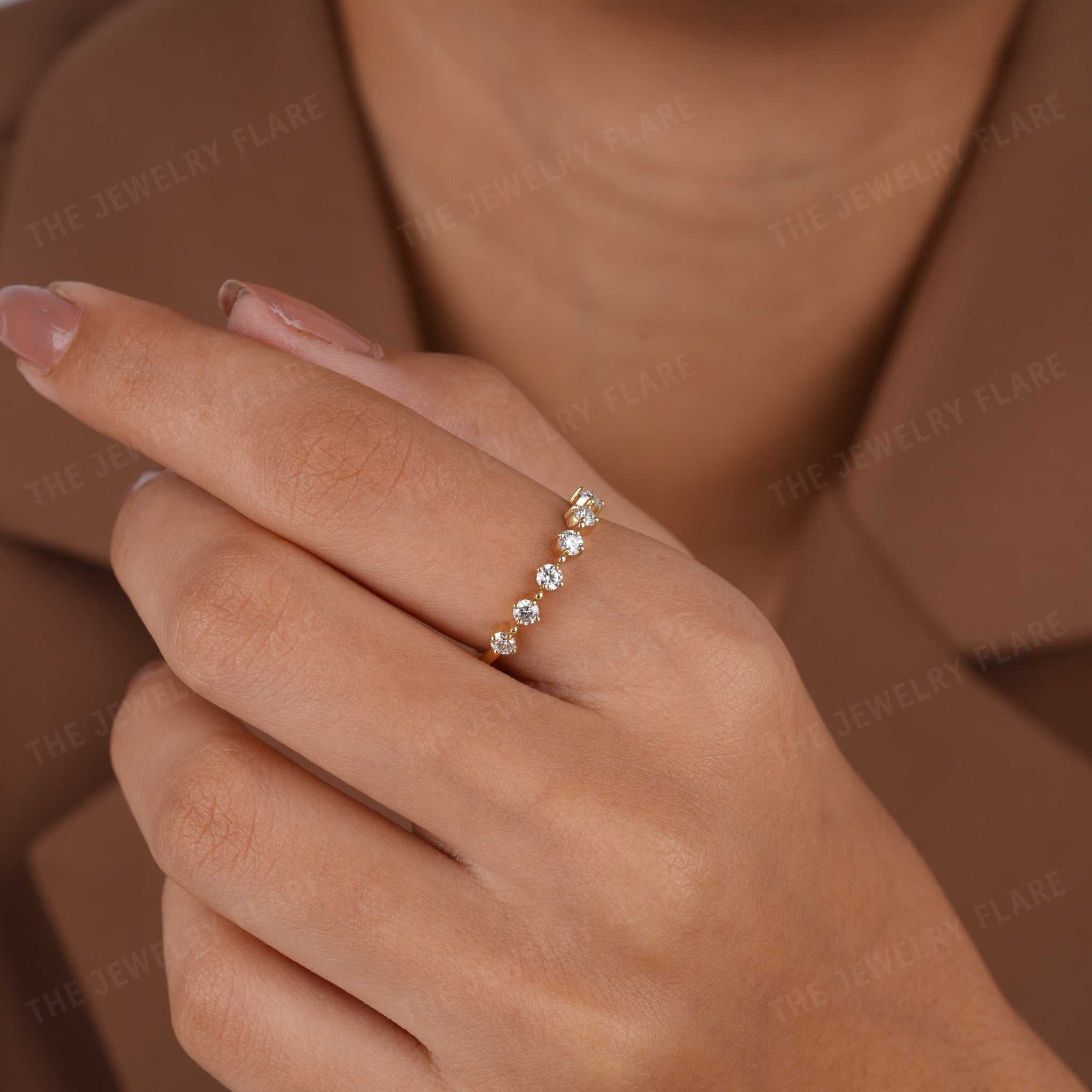 Floating Diamond Half Eternity Bubble Band Fifth