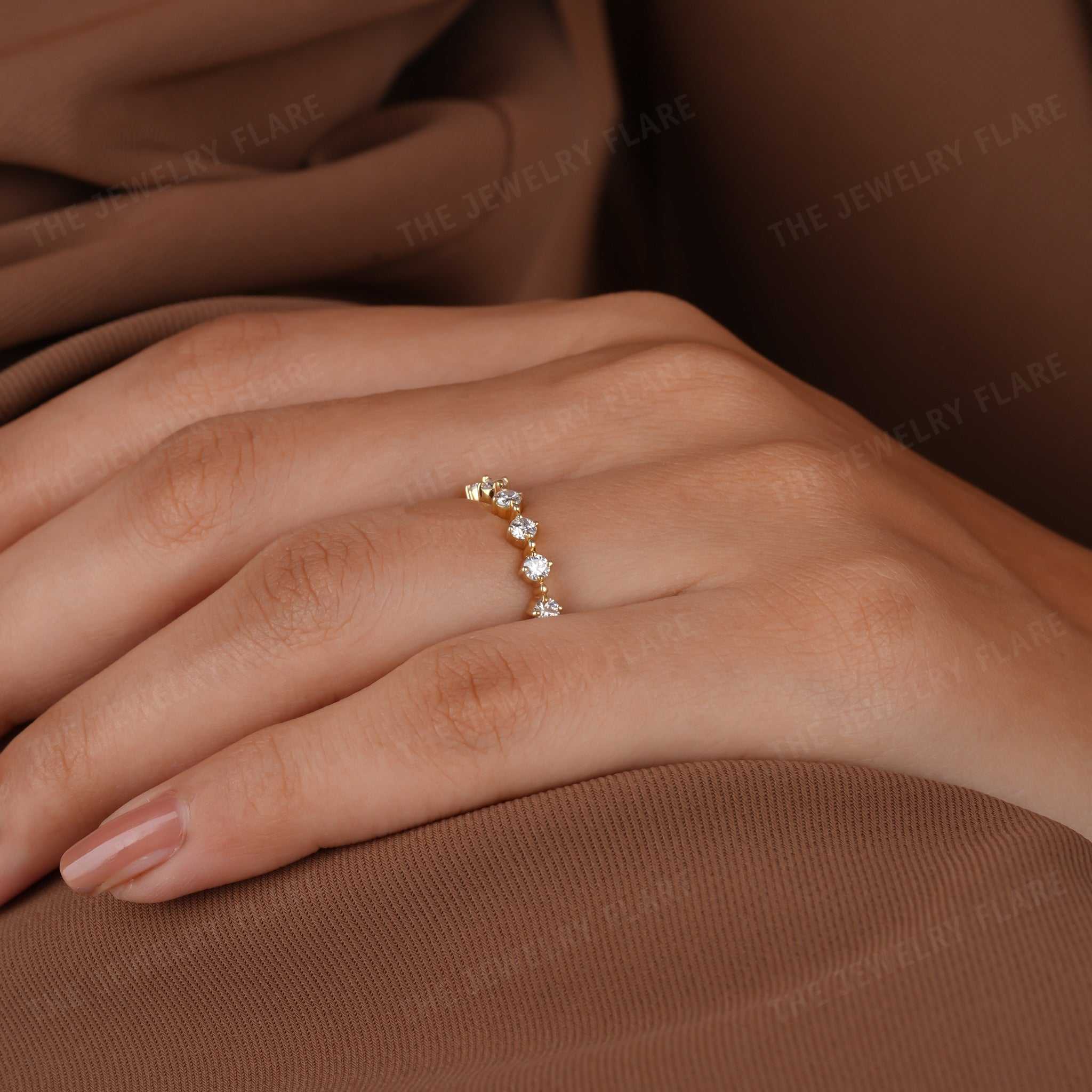 Floating Diamond Half Eternity Bubble Band Six 