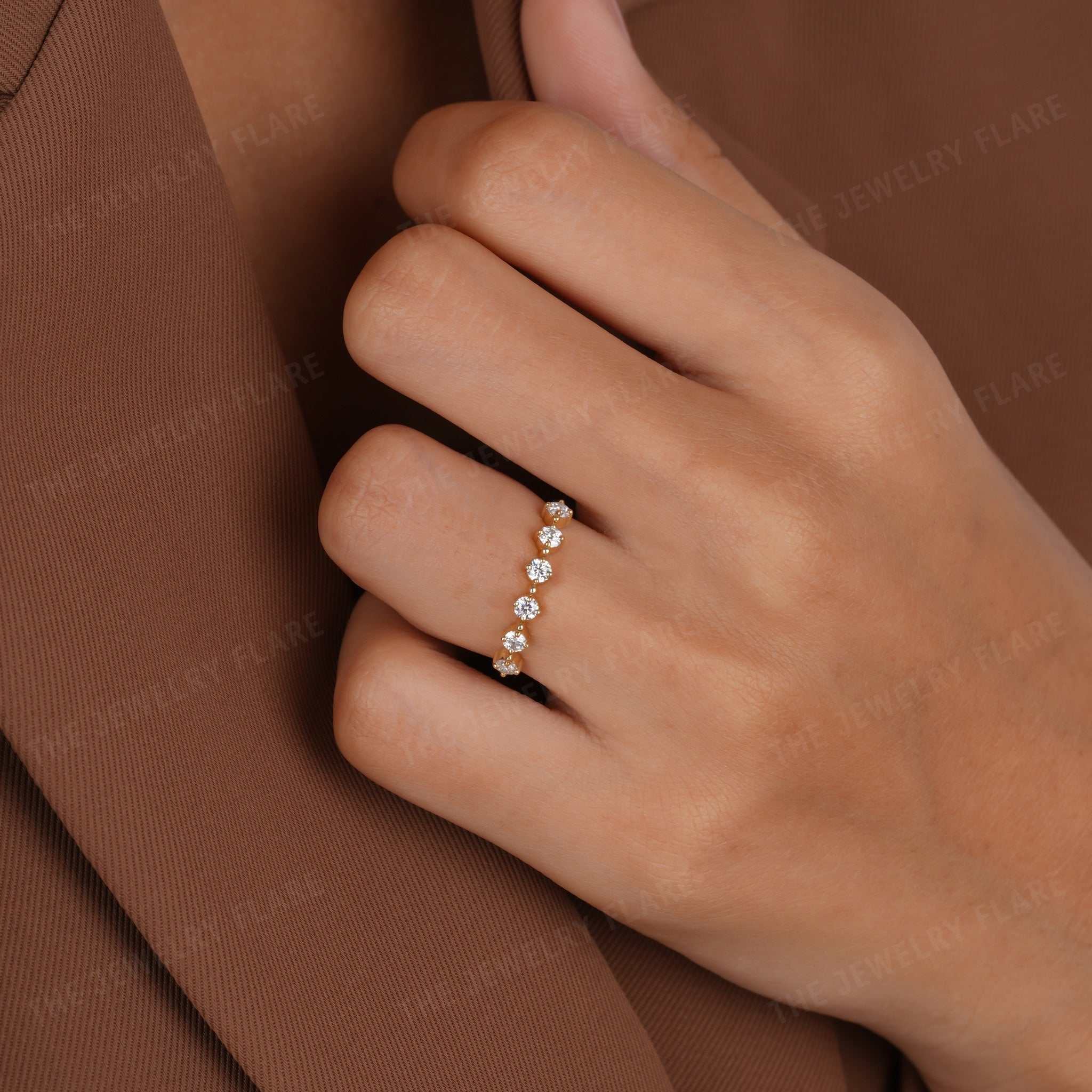 Floating Diamond Half Eternity Bubble Band Eight